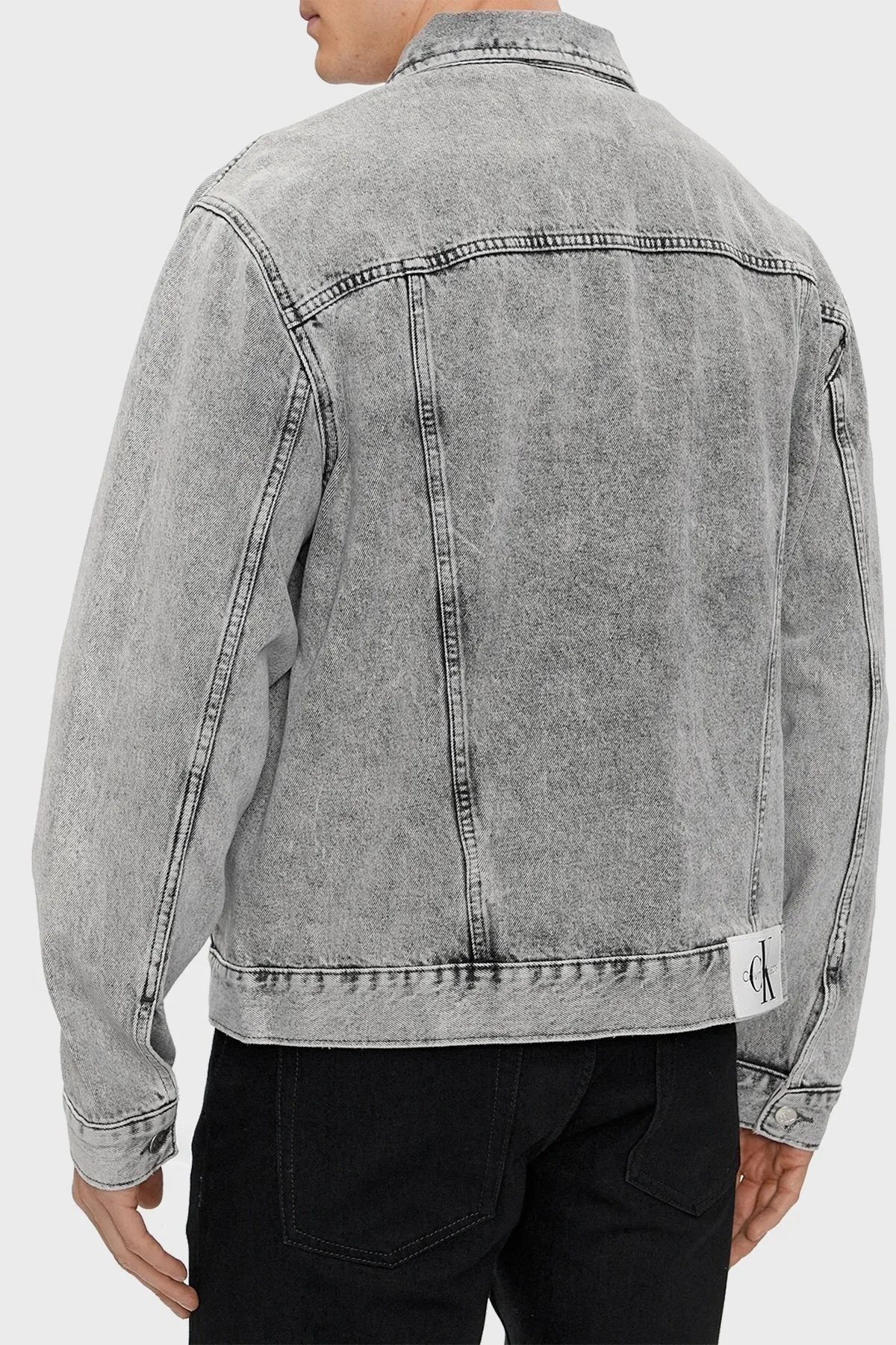 Calvin Klein Pamuklu Cepli Regular Fit J30J3245741BZ Erkek Kot Ceket J30J324574 1BZ GRİ - 3