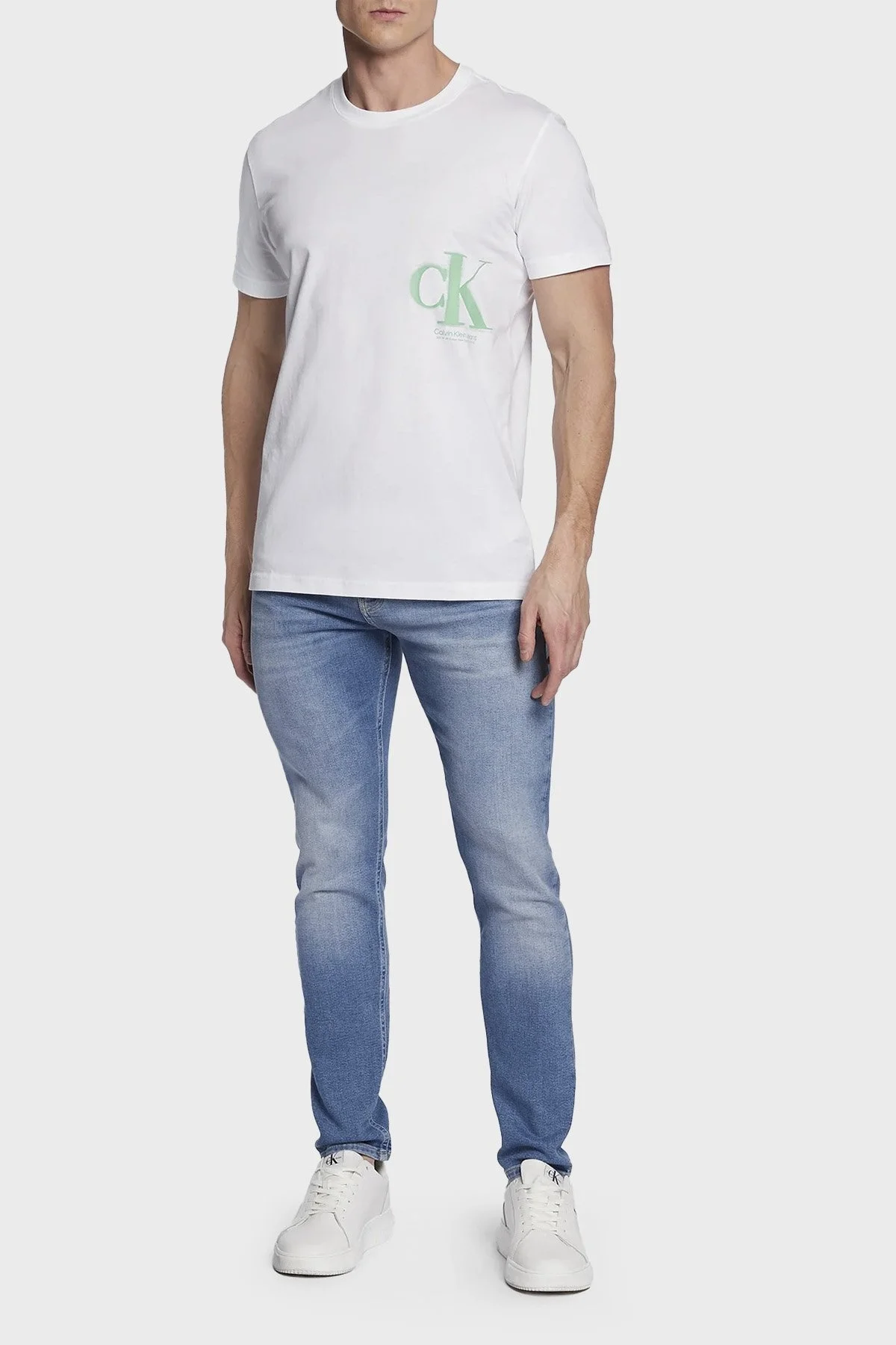 Calvin Klein Pamuklu Dar Paça Skinny Fit Jeans J30J3228301A4 Erkek Kot Pantolon J30J322830 1A4 MAVİ - 1