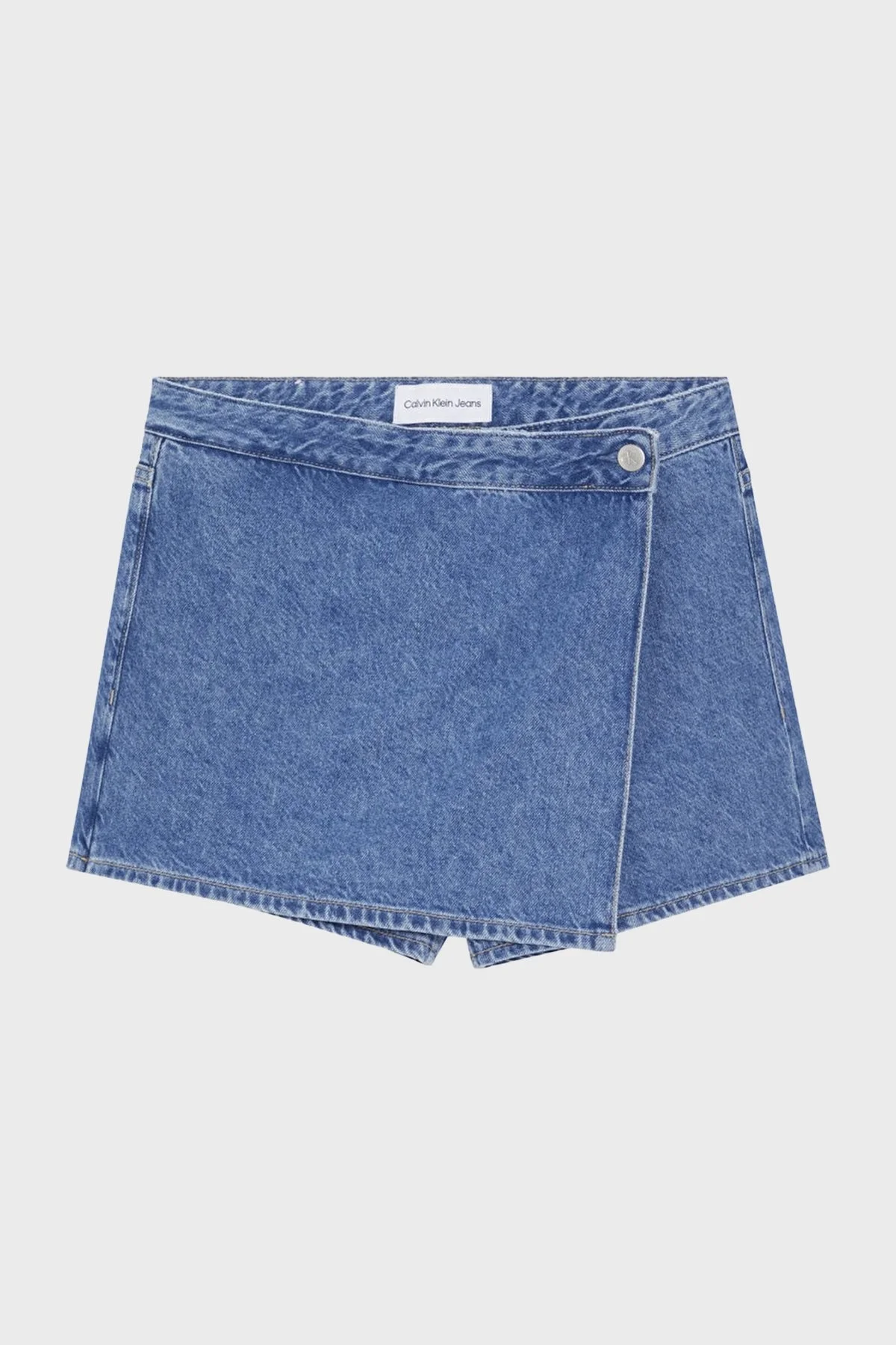 Calvin Klein Pamuklu Denim Wrap J20J2233001A4 Bayan Şort Etek J20J223300 1A4 MAVİ - 2