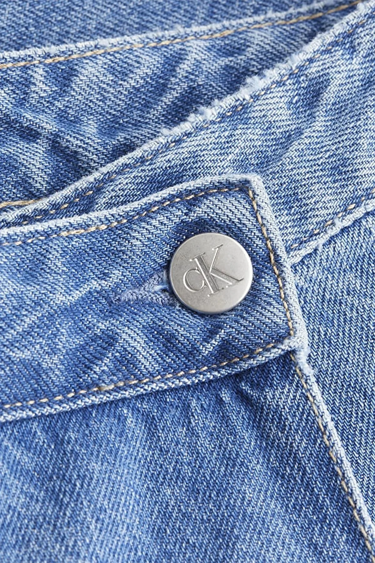 Calvin Klein Pamuklu Denim Wrap J20J2233001A4 Bayan Şort Etek J20J223300 1A4 MAVİ - 4