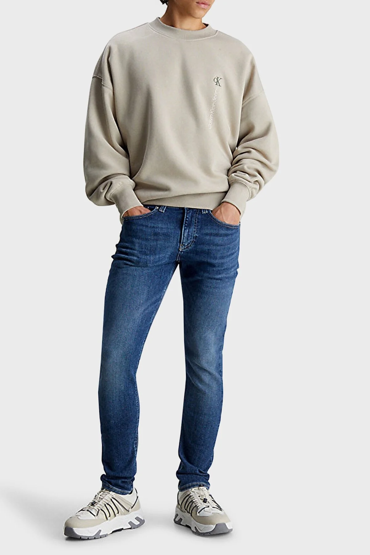 Calvin Klein Pamuklu Düşük Bel Skinny Fit Dar Paça J30J3238671BJ Erkek Kot Pantolon J30J323867 1BJ LACİVERT - 3