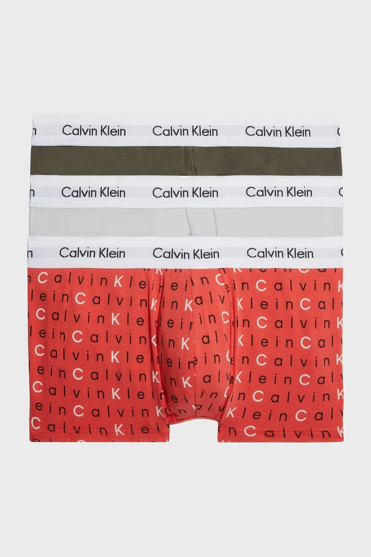 Calvin Klein Pamuklu Esnek 3 Pack 0000U2664GCA5 Erkek Boxer 0000U2664G CA5 Kırmızı-Gri-Füme - 1