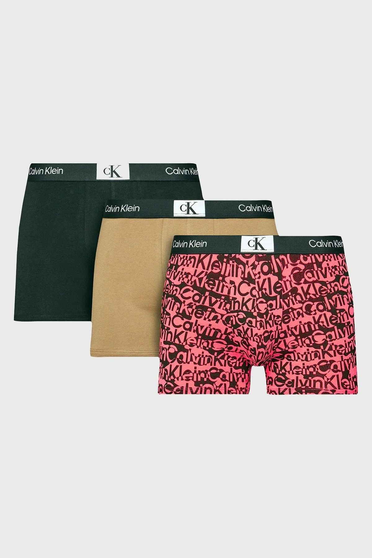 Calvin Klein Pamuklu Esnek 3 Pack 000NB3528EN26 Erkek Boxer 000NB3528E N26 Siyah-Nar Çiçeği-Bej - 1