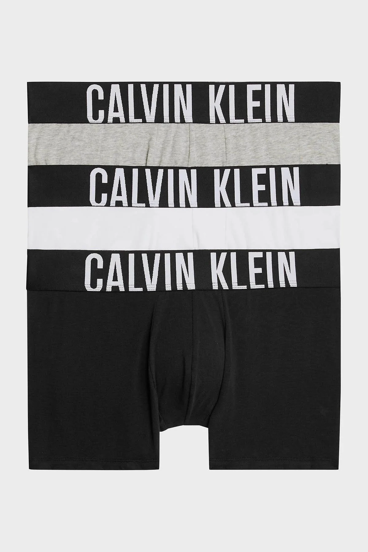 Calvin Klein Pamuklu Esnek 3 Pack 000NB3608AMPI Erkek Boxer 000NB3608A MPI SİYAH-BEYAZ-GRİ - 1