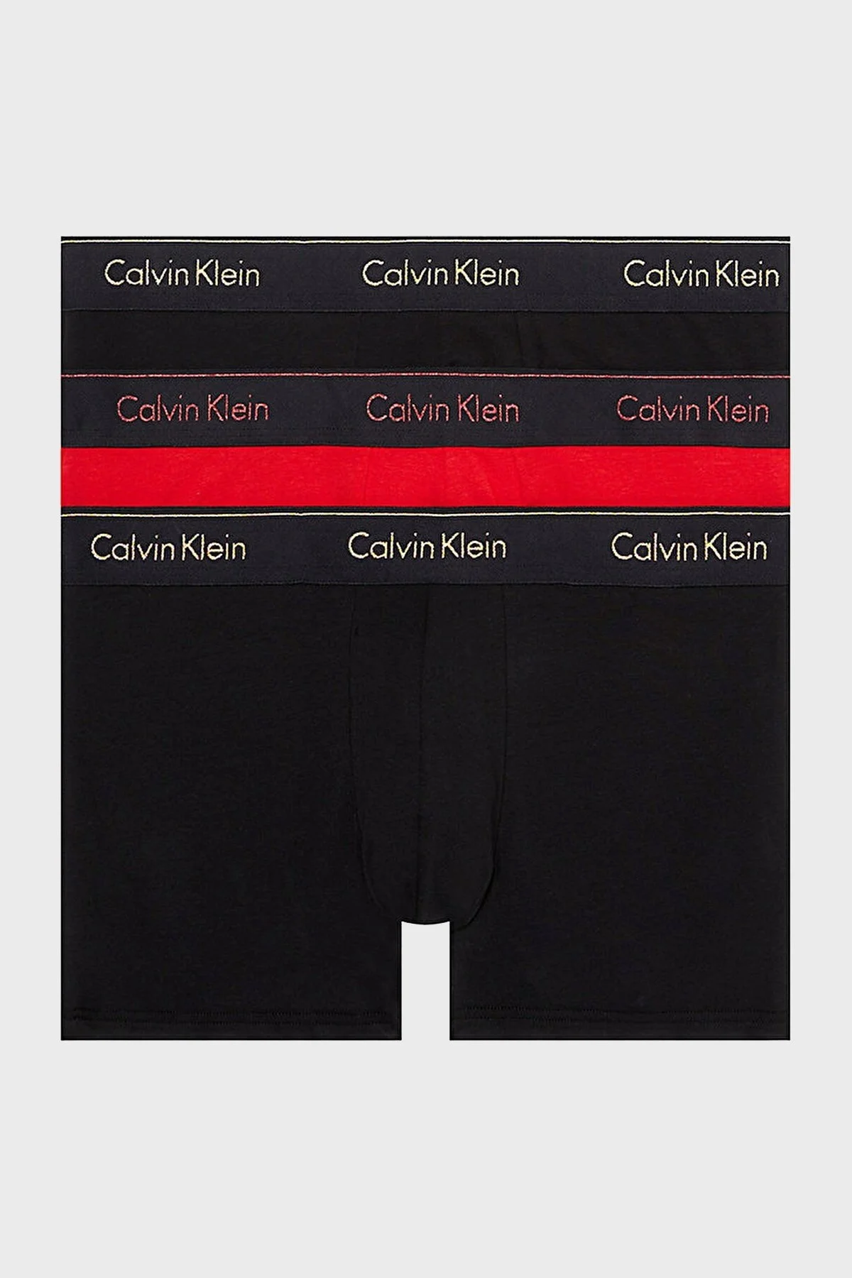 Calvin Klein Pamuklu Esnek 3 Pack 000NB3873AKHZ Erkek Boxer 000NB3873A KHZ Siyah-Kırmızı-Siyah - 1