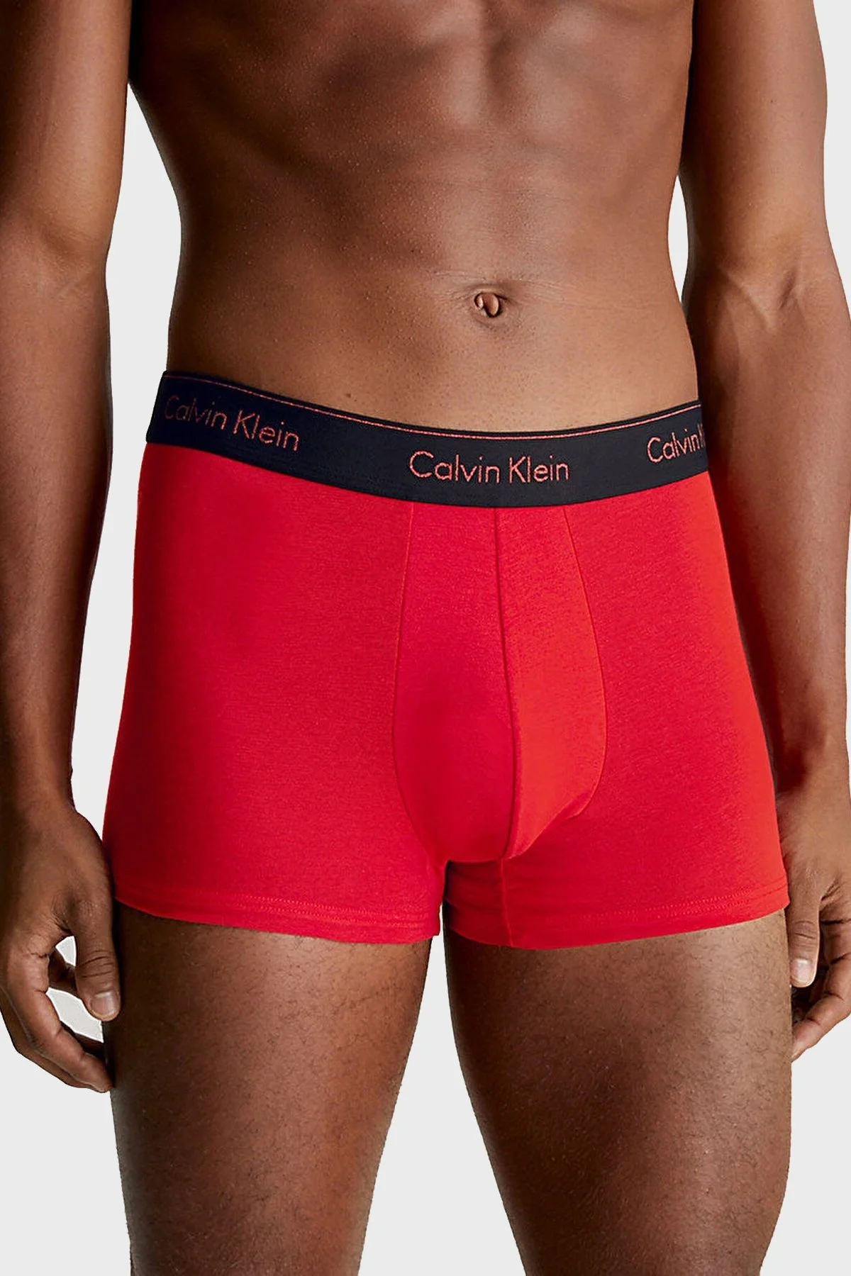 Calvin Klein Pamuklu Esnek 3 Pack 000NB3873AKHZ Erkek Boxer 000NB3873A KHZ Siyah-Kırmızı-Siyah - 2