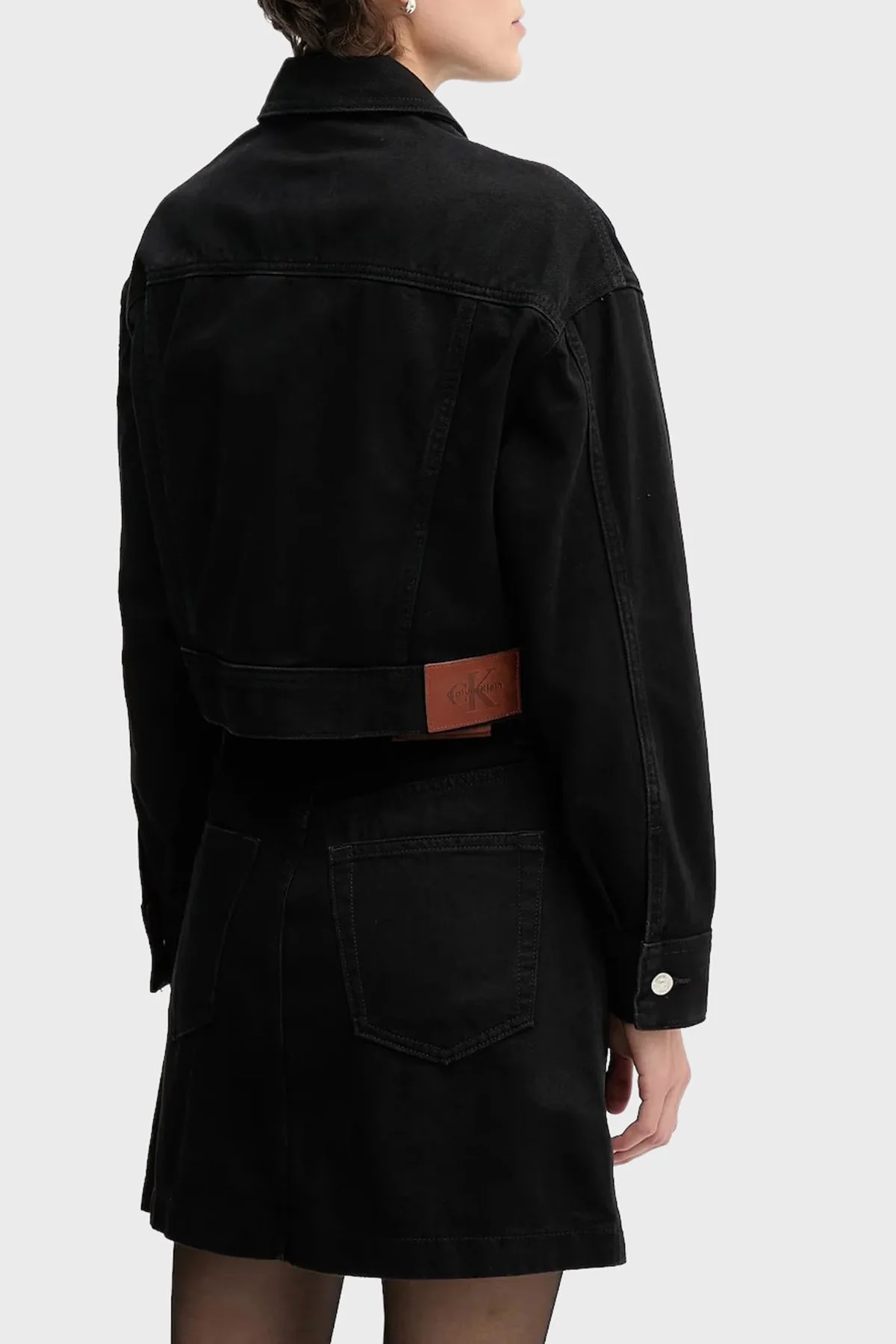 Calvin Klein Pamuklu Fitted Fit Fermuarlı Kısa LV047D779GTWM Bayan Kot Ceket LV047D779G TWM SİYAH - 3