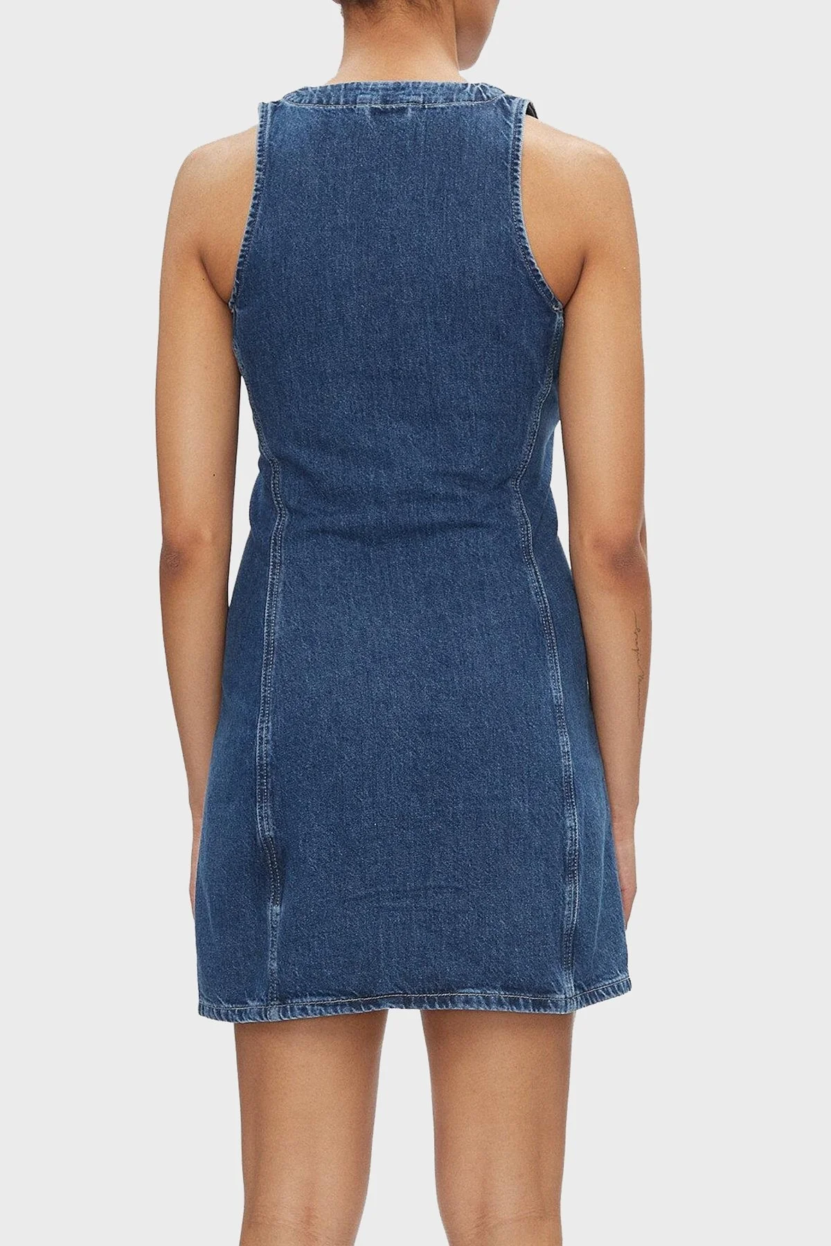 Calvin Klein Pamuklu Fitted Mini Denim J20J2234311A4 Bayan Elbise J20J223431 1A4 KOYU MAVİ - 7