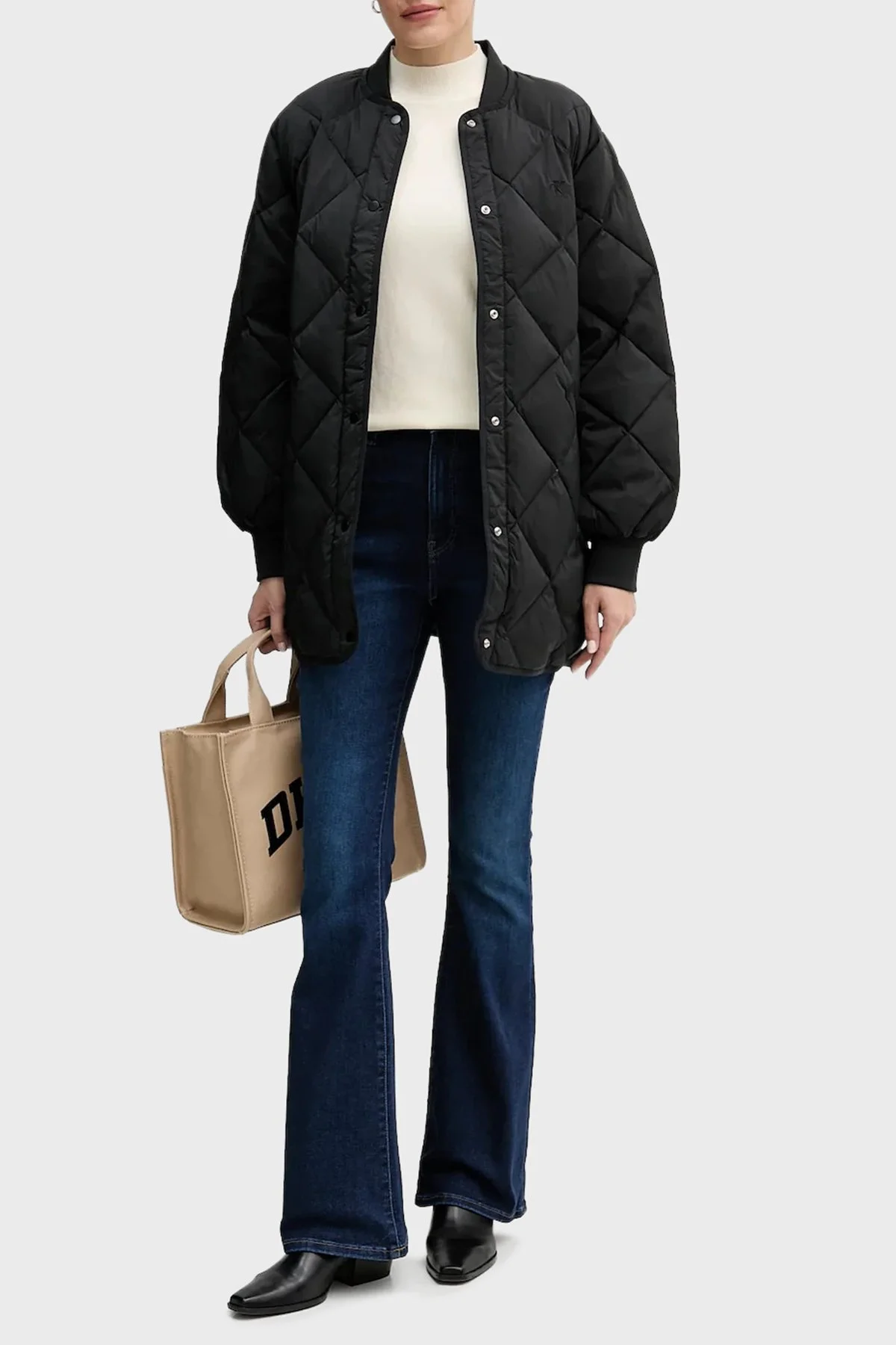 Calvin Klein Pamuklu Flare Fit Yüksek Bel Bol Paça Jeans LV047D755GR7C Bayan Kot Pantolon LV047D755G R7C LACİVERT - 2