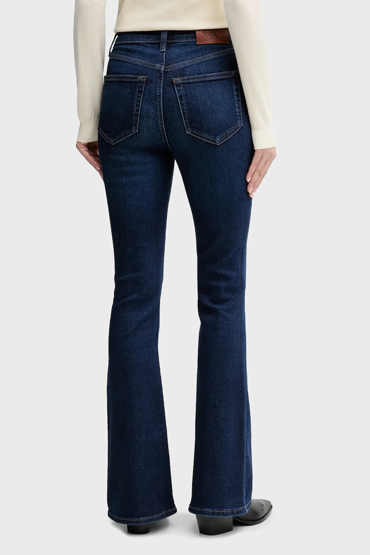 Calvin Klein Pamuklu Flare Fit Yüksek Bel Bol Paça Jeans LV047D755GR7C Bayan Kot Pantolon LV047D755G R7C LACİVERT - 3