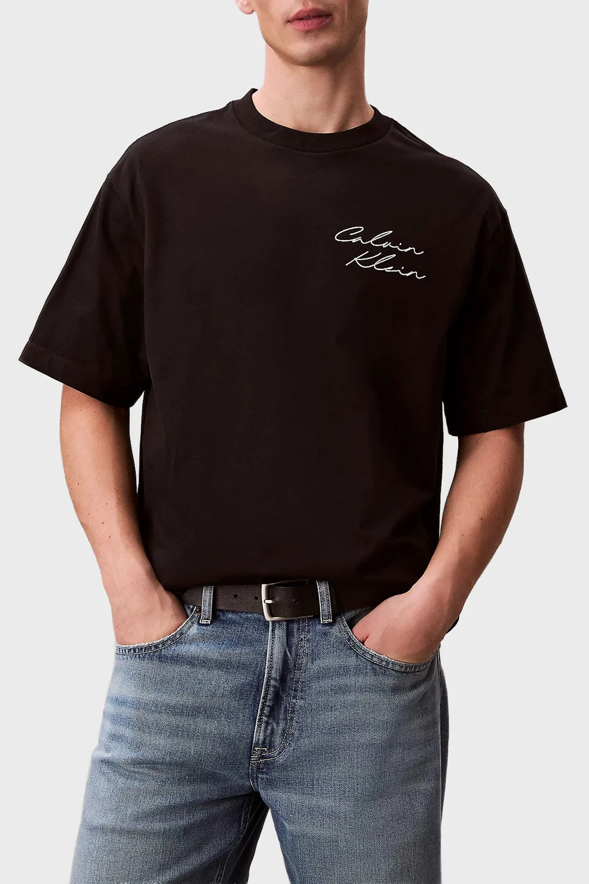 Calvin Klein Pamuklu Grafik Baskılı Regular Fit LV04RE828GUB1 Erkek T Shirt LV04RE828G UB1 SİYAH - 1
