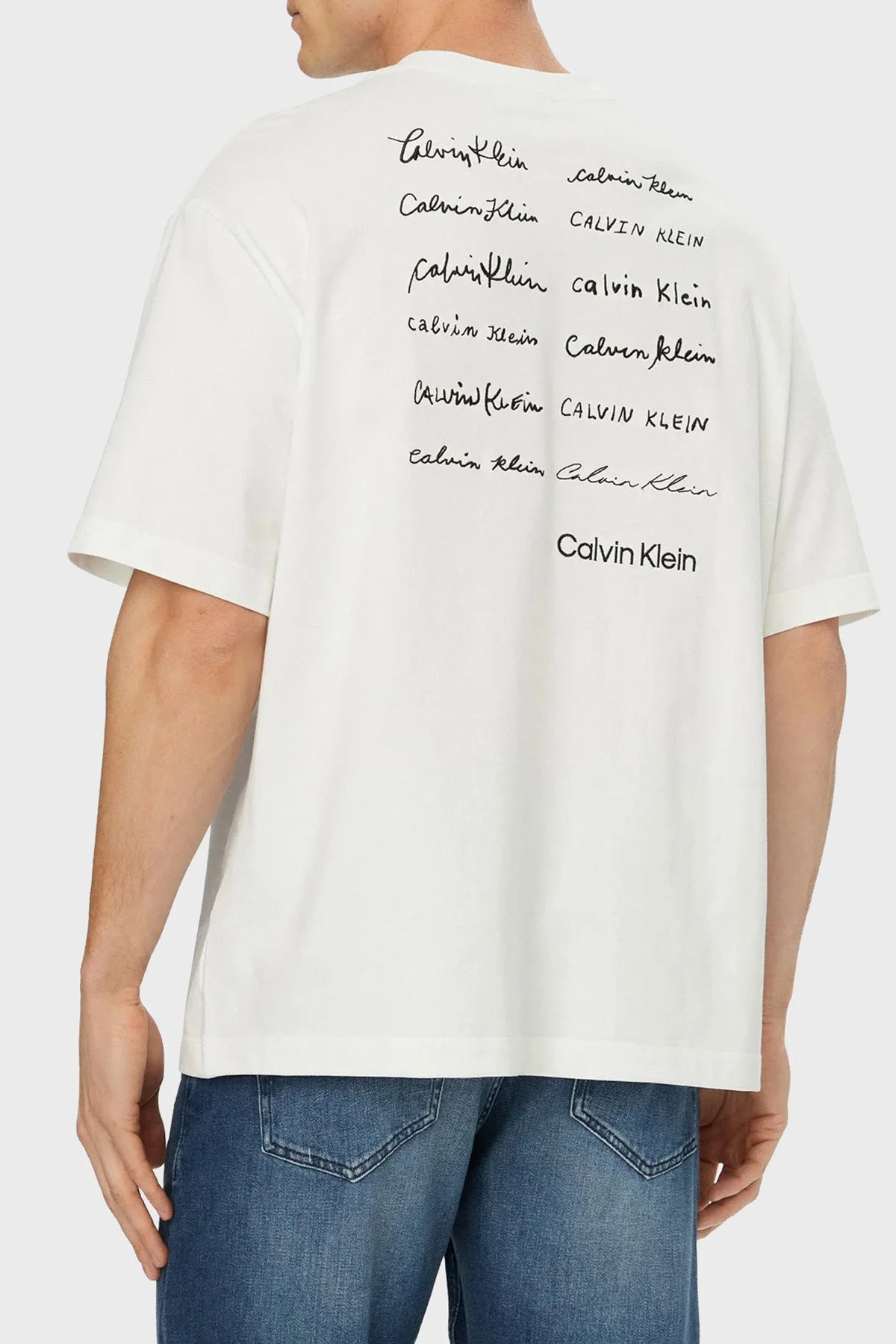 Calvin Klein Pamuklu Grafik Baskılı Regular Fit LV04RE828GYAF Erkek T Shirt LV04RE828G YAF BEYAZ - 3