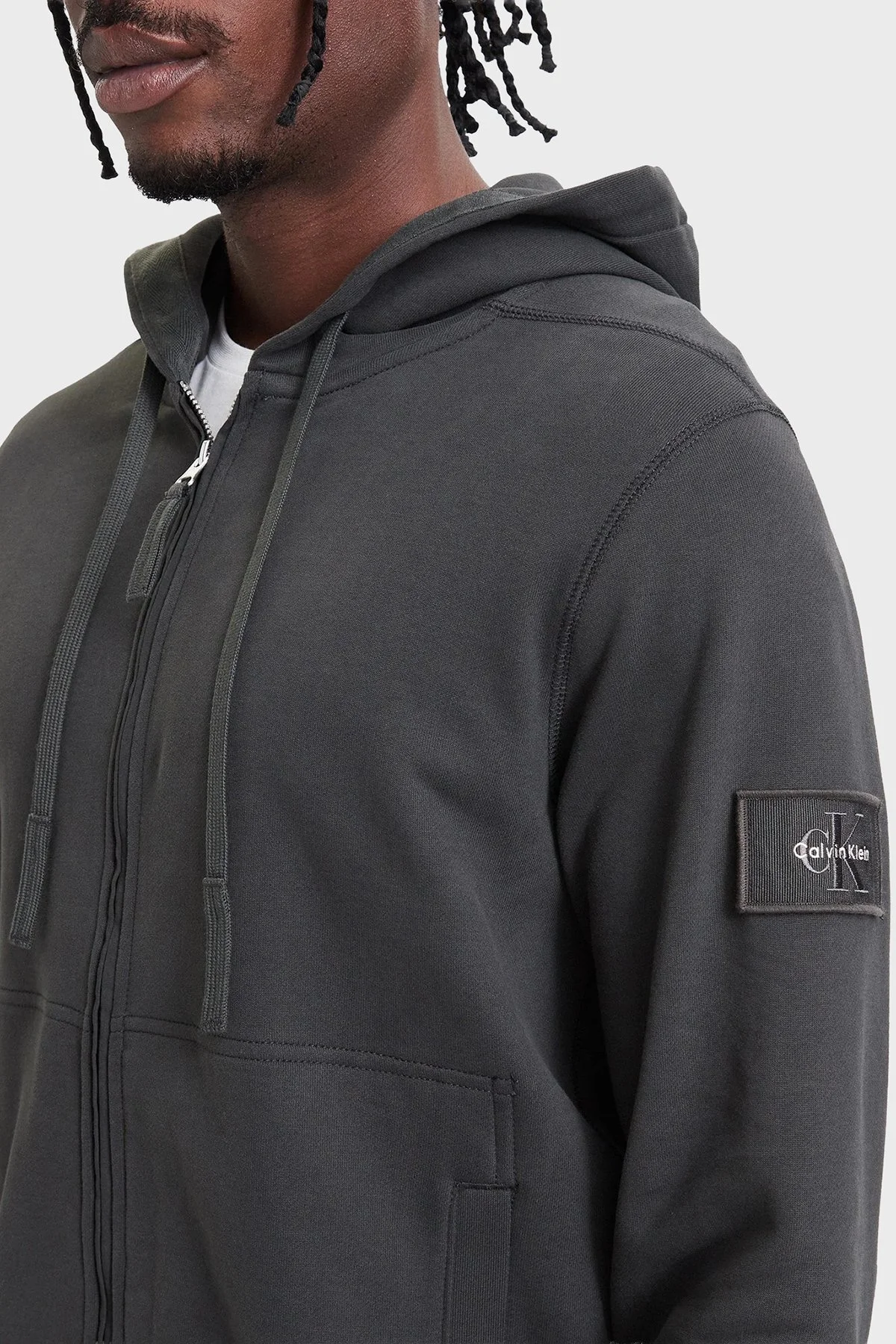 Calvin Klein Pamuklu Kapüşonlu Fermuarlı LV04RJ202G8MN Erkek Sweat LV04RJ202G 8MN Antrasit - 4