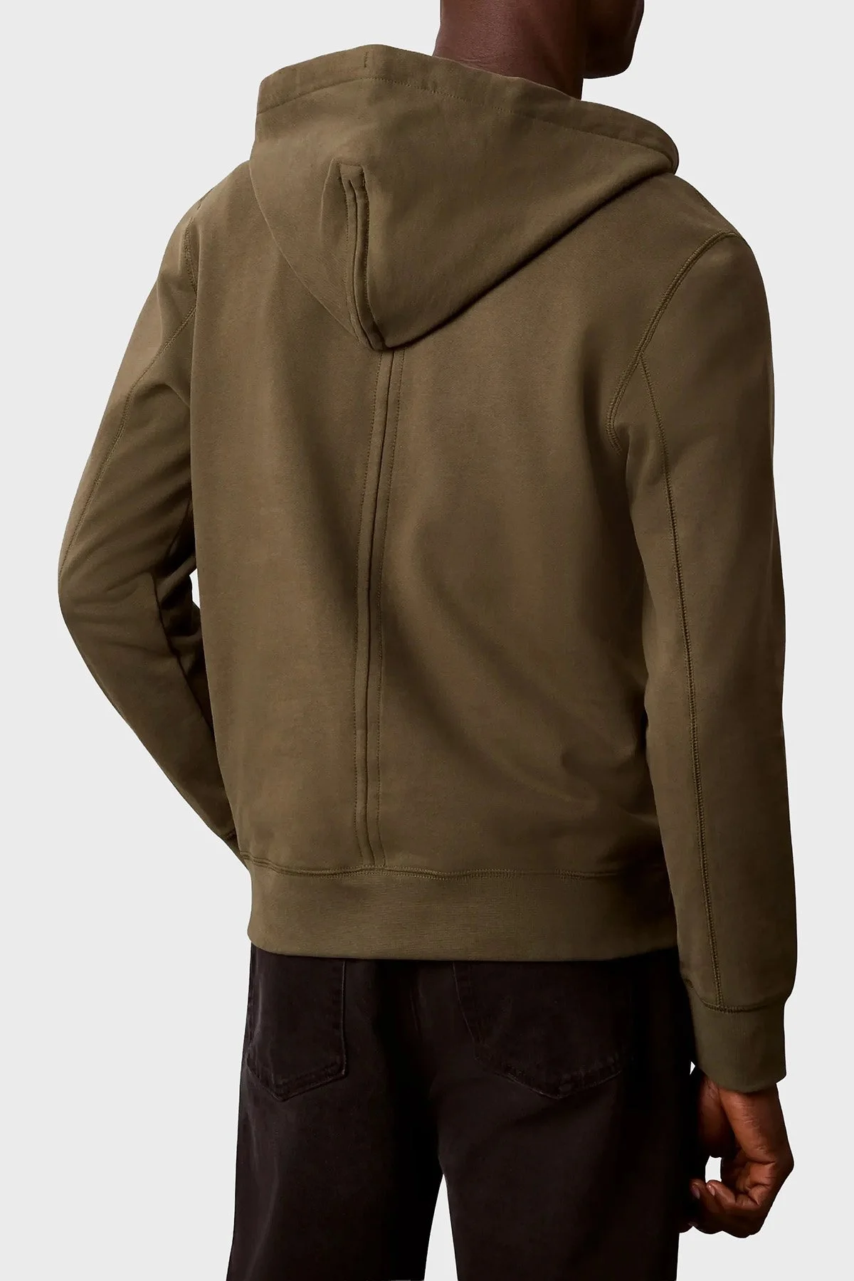 Calvin Klein Pamuklu Kapüşonlu Fermuarlı LV04RJ202GLI1 Erkek Sweat LV04RJ202G LI1 Haki - 3