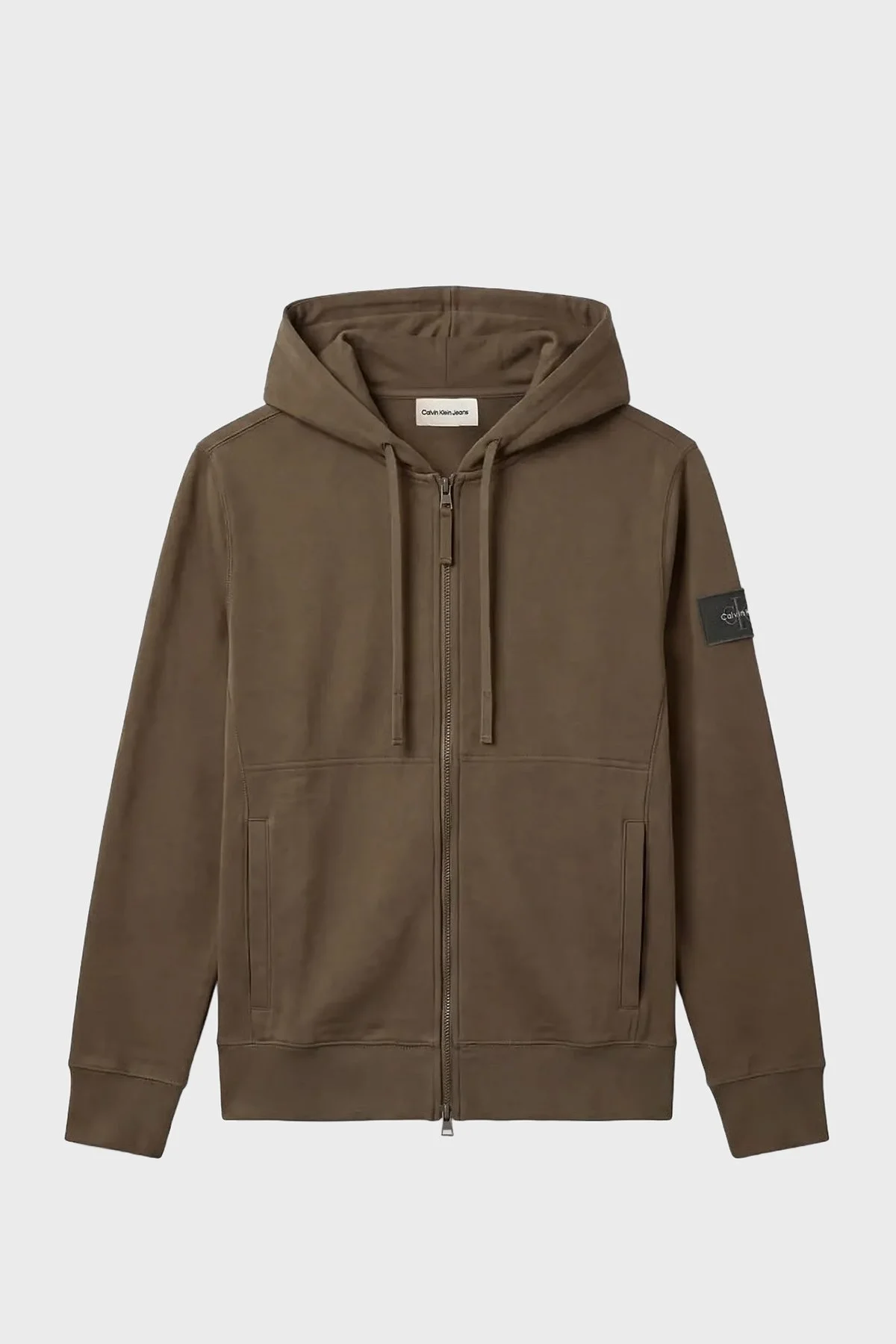 Calvin Klein Pamuklu Kapüşonlu Fermuarlı LV04RJ202GLI1 Erkek Sweat LV04RJ202G LI1 Haki - 6