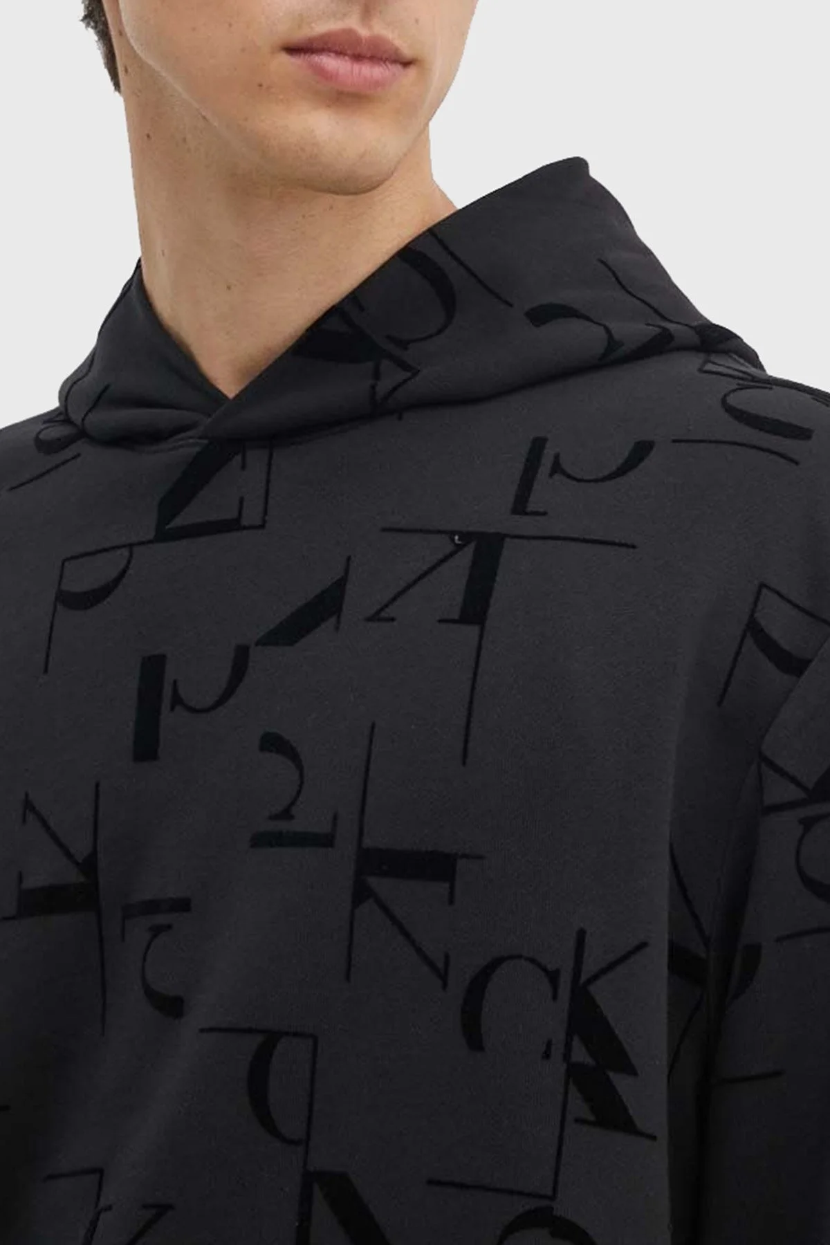 Calvin Klein Pamuklu Kapüşonlu J30J3256420GK Erkek Sweat J30J325642 0GK SİYAH - 9