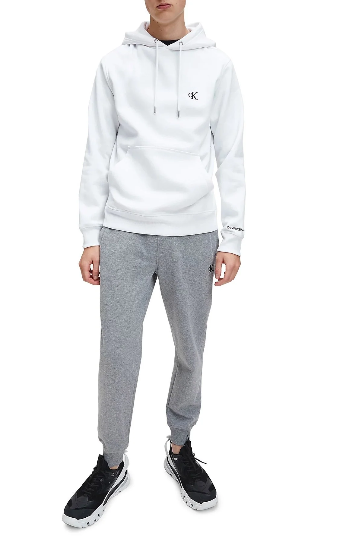 Calvin Klein Pamuklu Kapüşonlu Kanguru Cepli Regular Fit Erkek Sweat J30J315713 YAF BEYAZ - 3