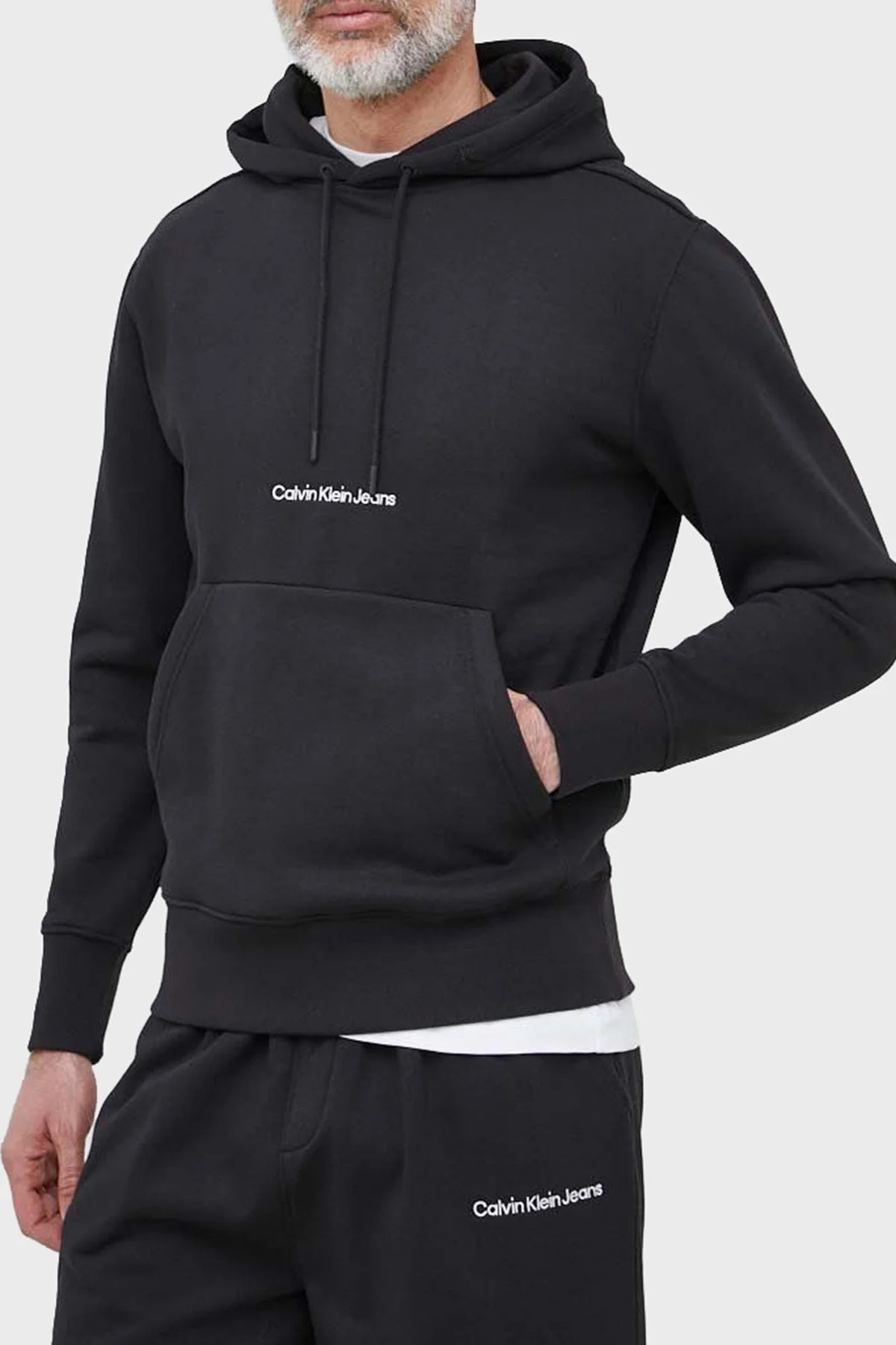 Calvin Klein Pamuklu Kapüşonlu Kanguru Cepli Regular Fit J30J322894BEH Erkek Sweat J30J322894 BEH SİYAH - 1