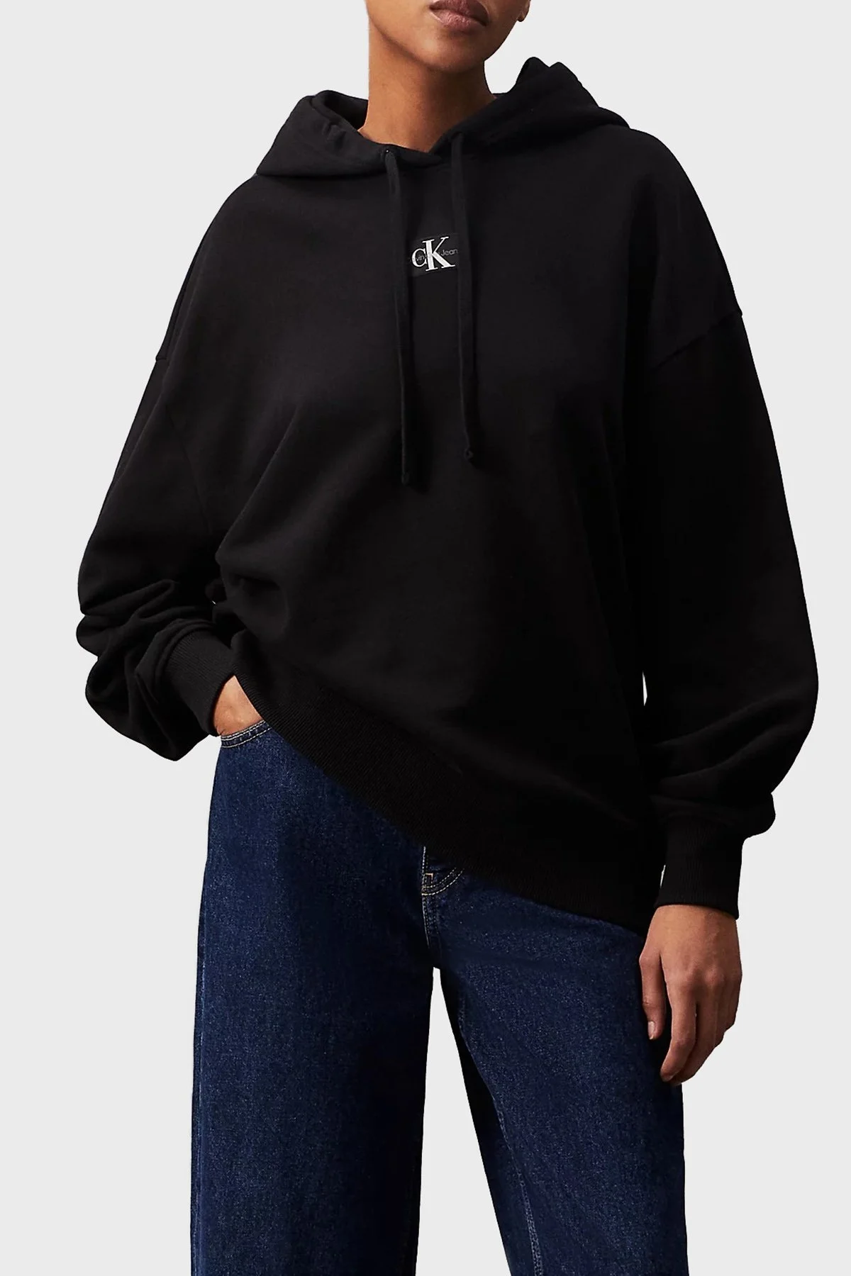 Calvin Klein Pamuklu Kapüşonlu Oversize J20J224063BEH Bayan Sweat J20J224063 BEH SİYAH - 1