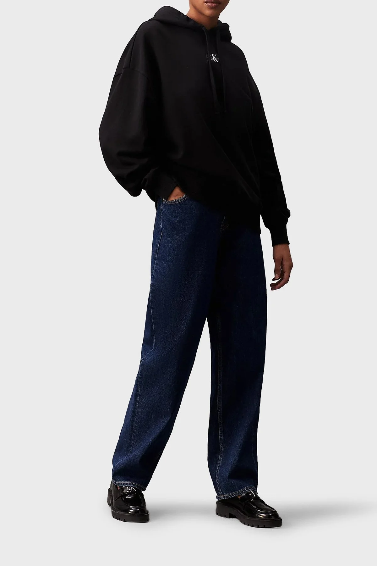 Calvin Klein Pamuklu Kapüşonlu Oversize J20J224063BEH Bayan Sweat J20J224063 BEH SİYAH - 3