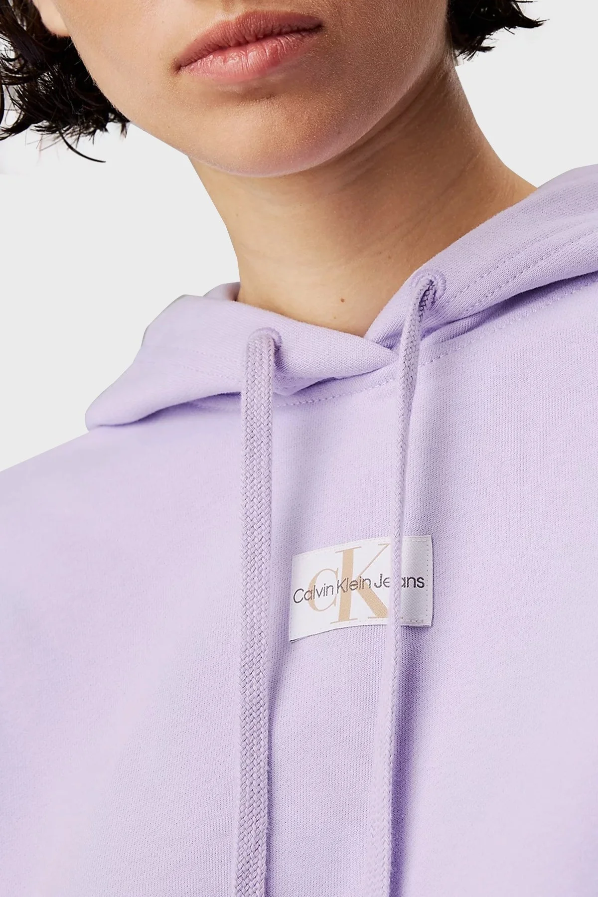 Calvin Klein Pamuklu Kapüşonlu Oversize J20J224063VFR Bayan Sweat J20J224063 VFR LİLA - 4
