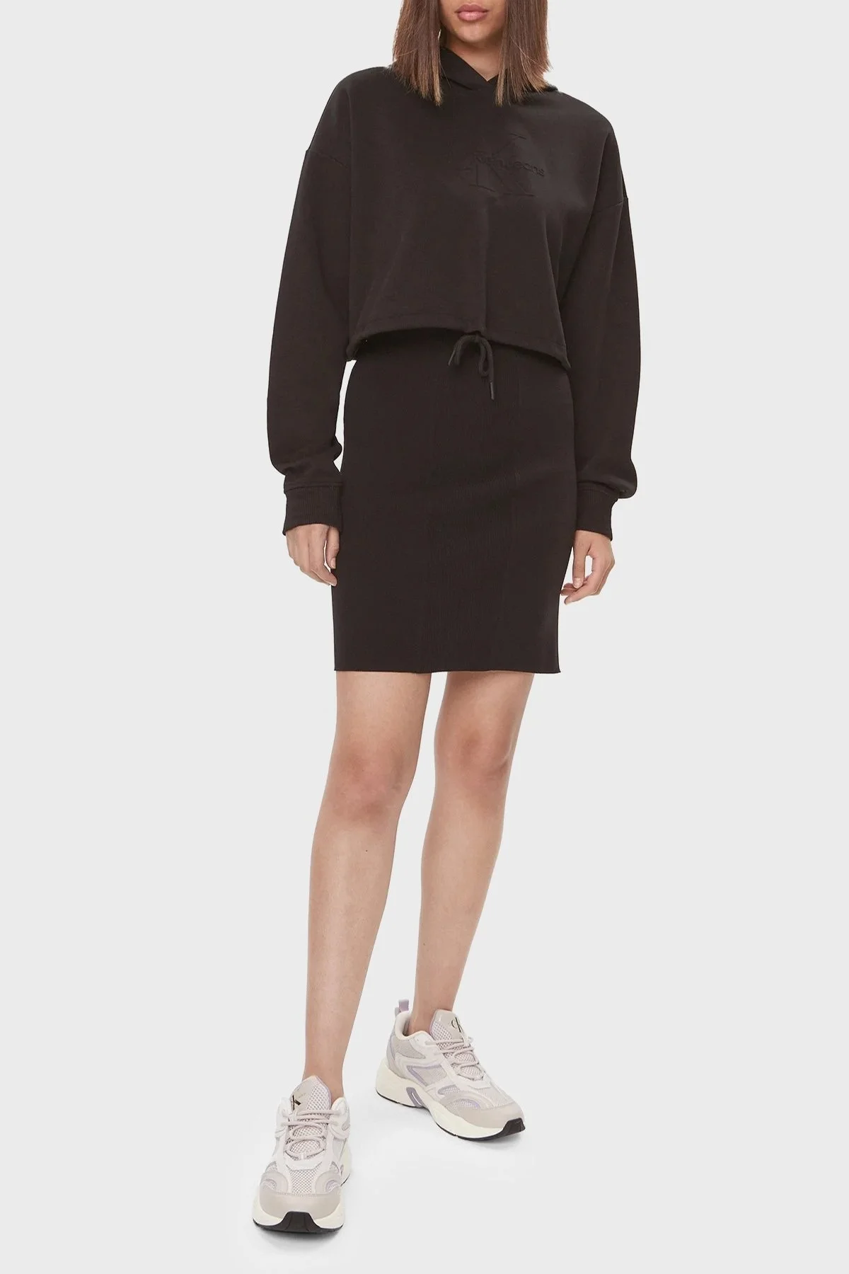 Calvin Klein Pamuklu Kapüşonlu Relaxed Fit Crop J20J221929BEH Bayan Sweat J20J221929 BEH SİYAH - 2