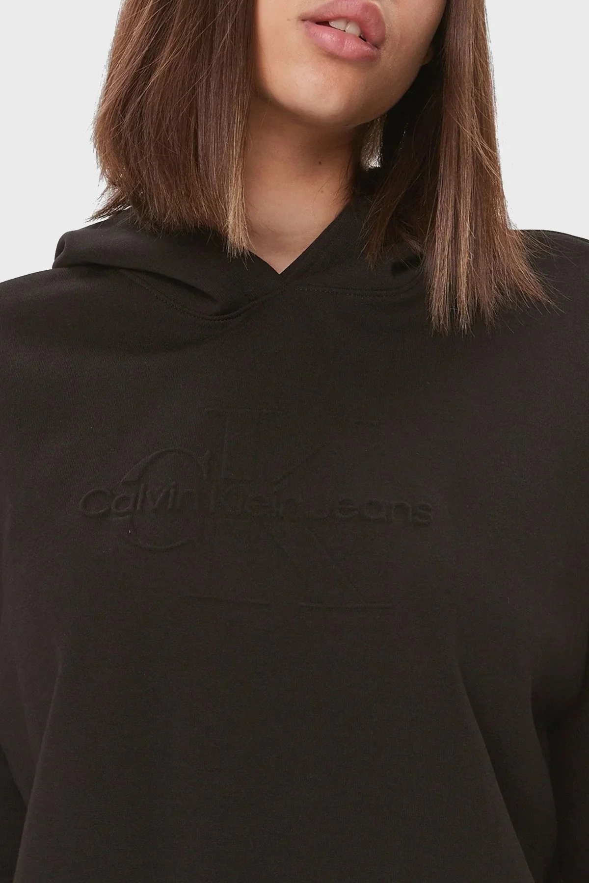 Calvin Klein Pamuklu Kapüşonlu Relaxed Fit Crop J20J221929BEH Bayan Sweat J20J221929 BEH SİYAH - 4