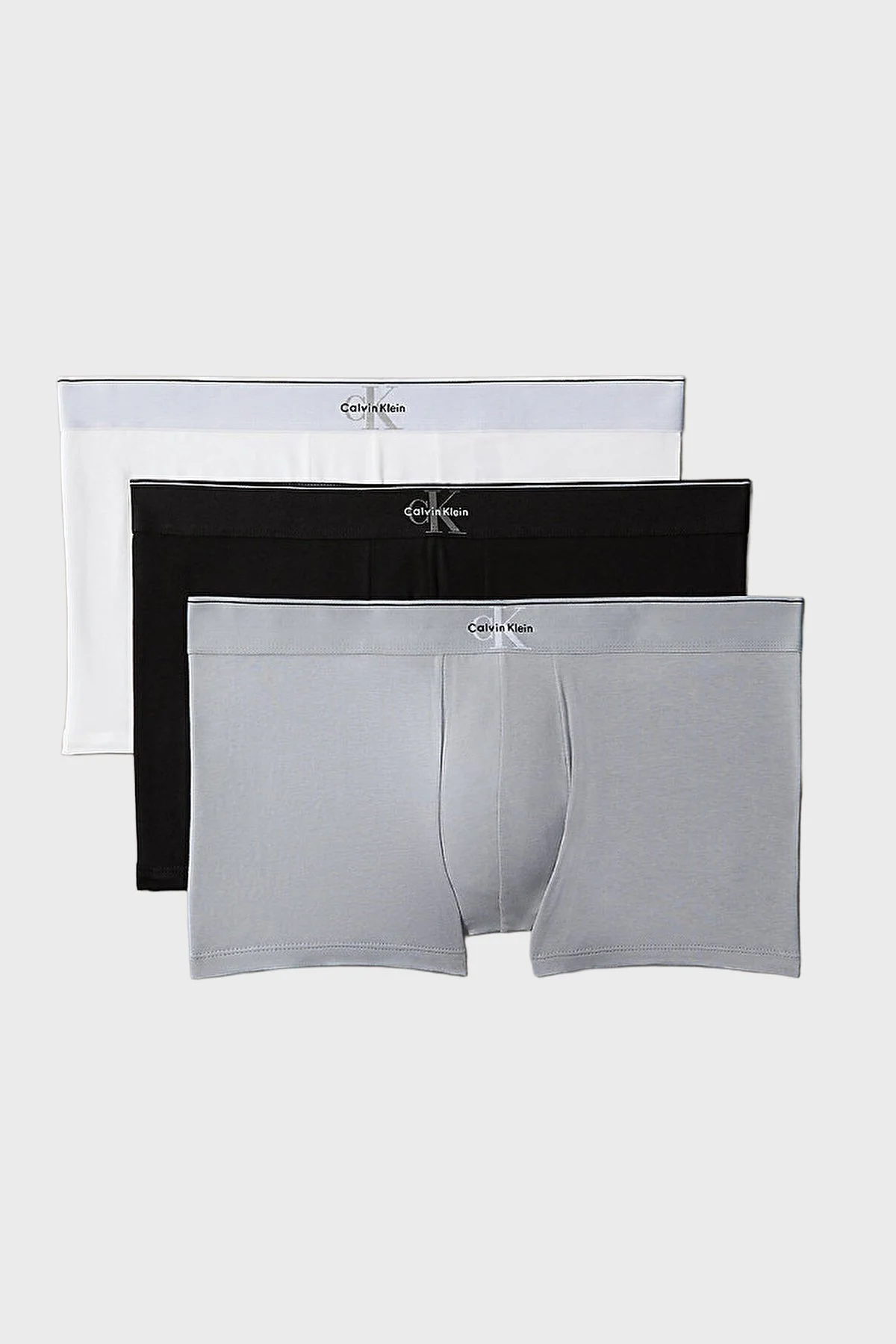 Calvin Klein Pamuklu Logolu 3 Pack LV00NB44724RV Erkek Boxer LV00NB4472 4RV SİYAH GRİ EKRU - 1