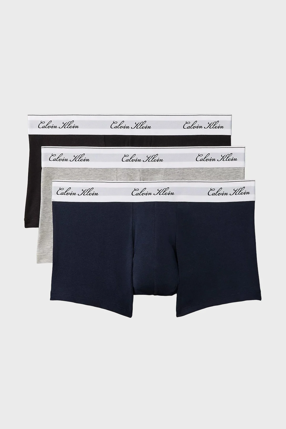 Calvin Klein Pamuklu Logolu 3 Pack LV00NB46074KJ Erkek Boxer LV00NB4607 4KJ Siyah-gri-lacivert - 1