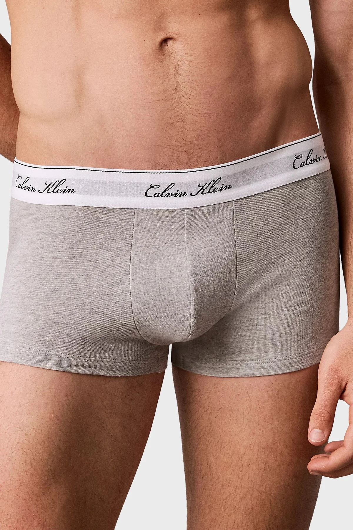 Calvin Klein Pamuklu Logolu 3 Pack LV00NB46074KJ Erkek Boxer LV00NB4607 4KJ Siyah-gri-lacivert - 3