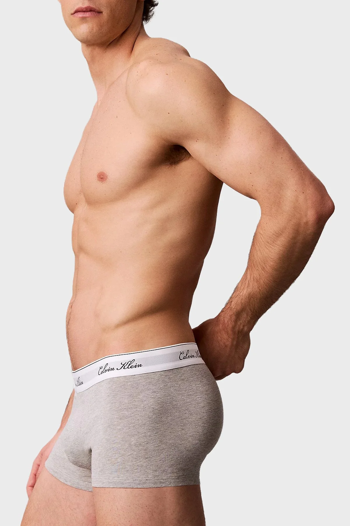 Calvin Klein Pamuklu Logolu 3 Pack LV00NB46074KJ Erkek Boxer LV00NB4607 4KJ Siyah-gri-lacivert - 4