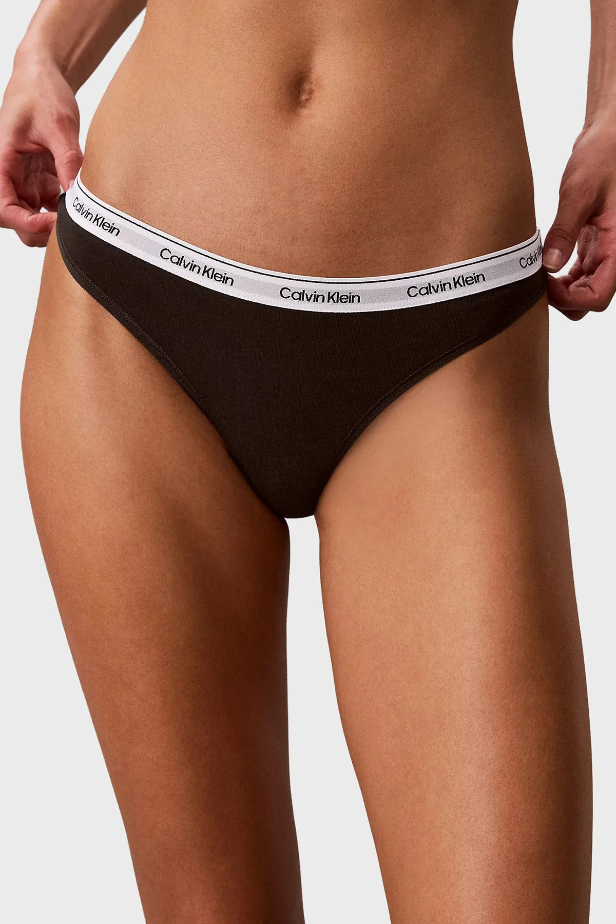 Calvin Klein Pamuklu Logolu 3 Pack LV00QD52093RN Kadın Külot LV00QD5209 3RN Siyah-Beyaz-Leopar - 6