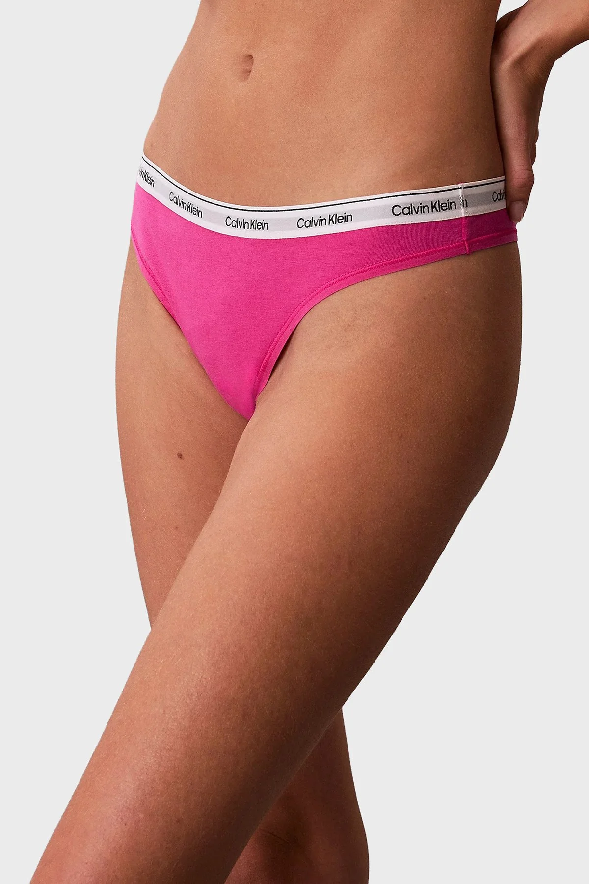 Calvin Klein Pamuklu Logolu 3 Pack LV00QD5209FQN Bayan Külot LV00QD5209 FQN Siyah-Gri-Pembe - 5