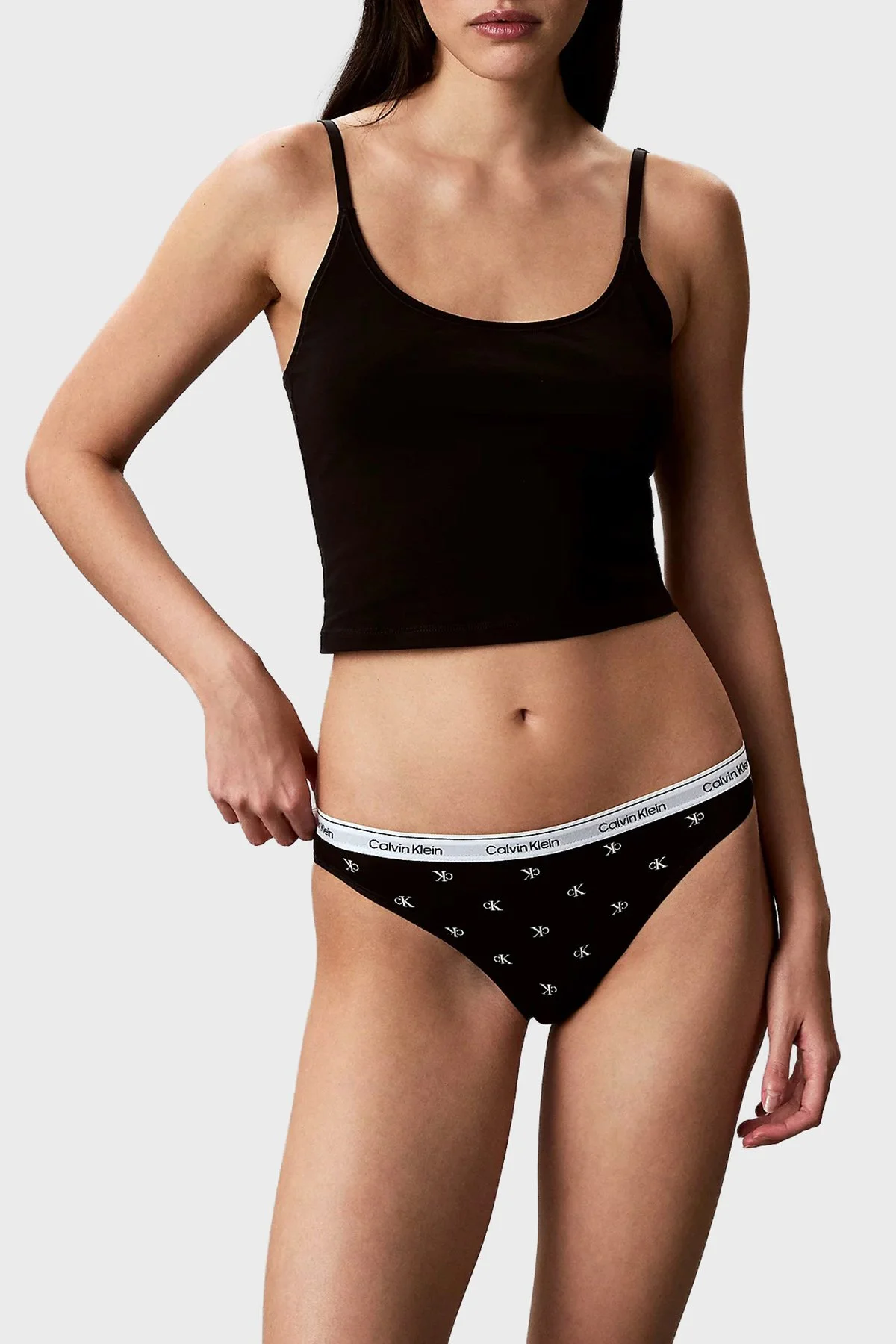 Calvin Klein Pamuklu Logolu 5 Pack 000QD5208E3IX Kadın Külot 000QD5208E 3IX SİYAH-GRİ-FUŞYA-SİYAH-SİYAH - 2
