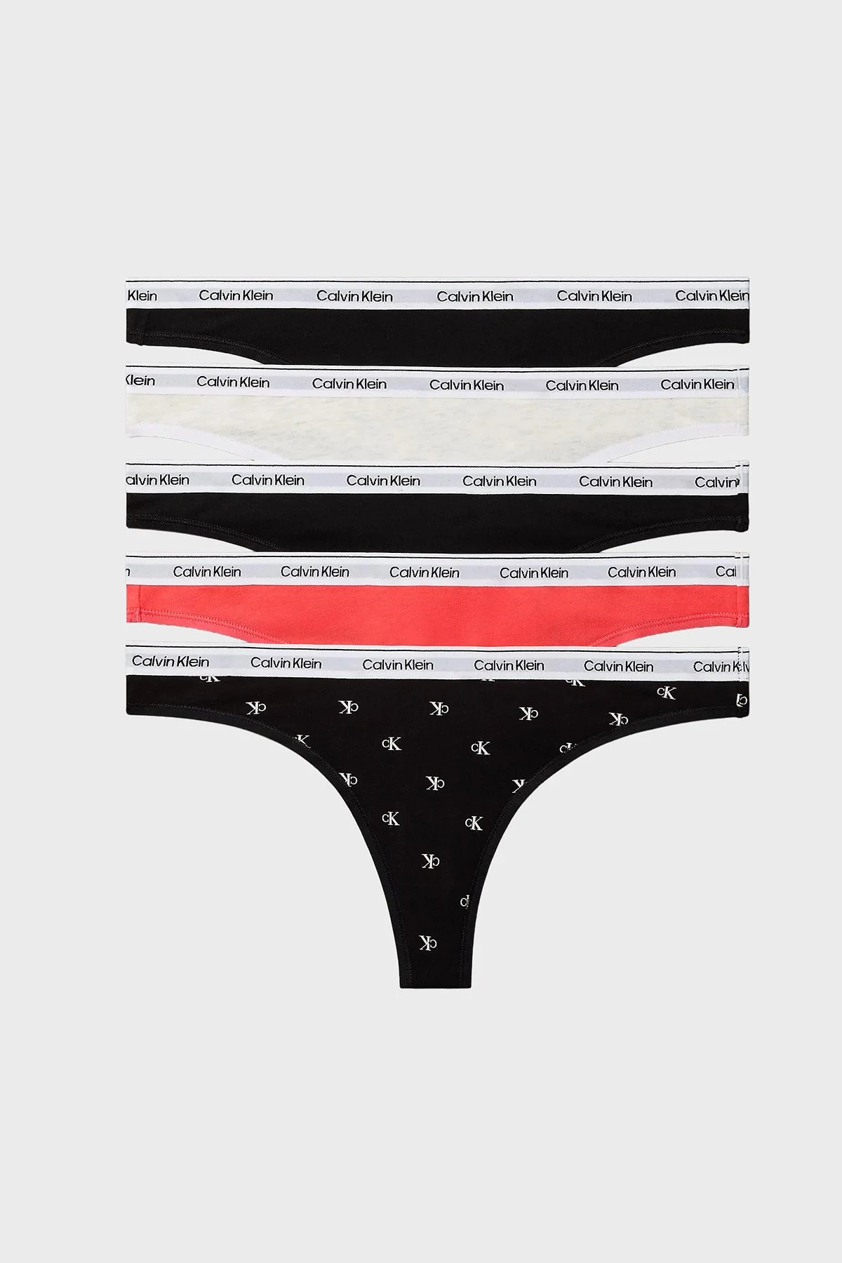 Calvin Klein Pamuklu Logolu 5 Pack LV00QD52213IX Bayan Külot LV00QD5221 3IX Siyah-Pembe-Beyaz - 1