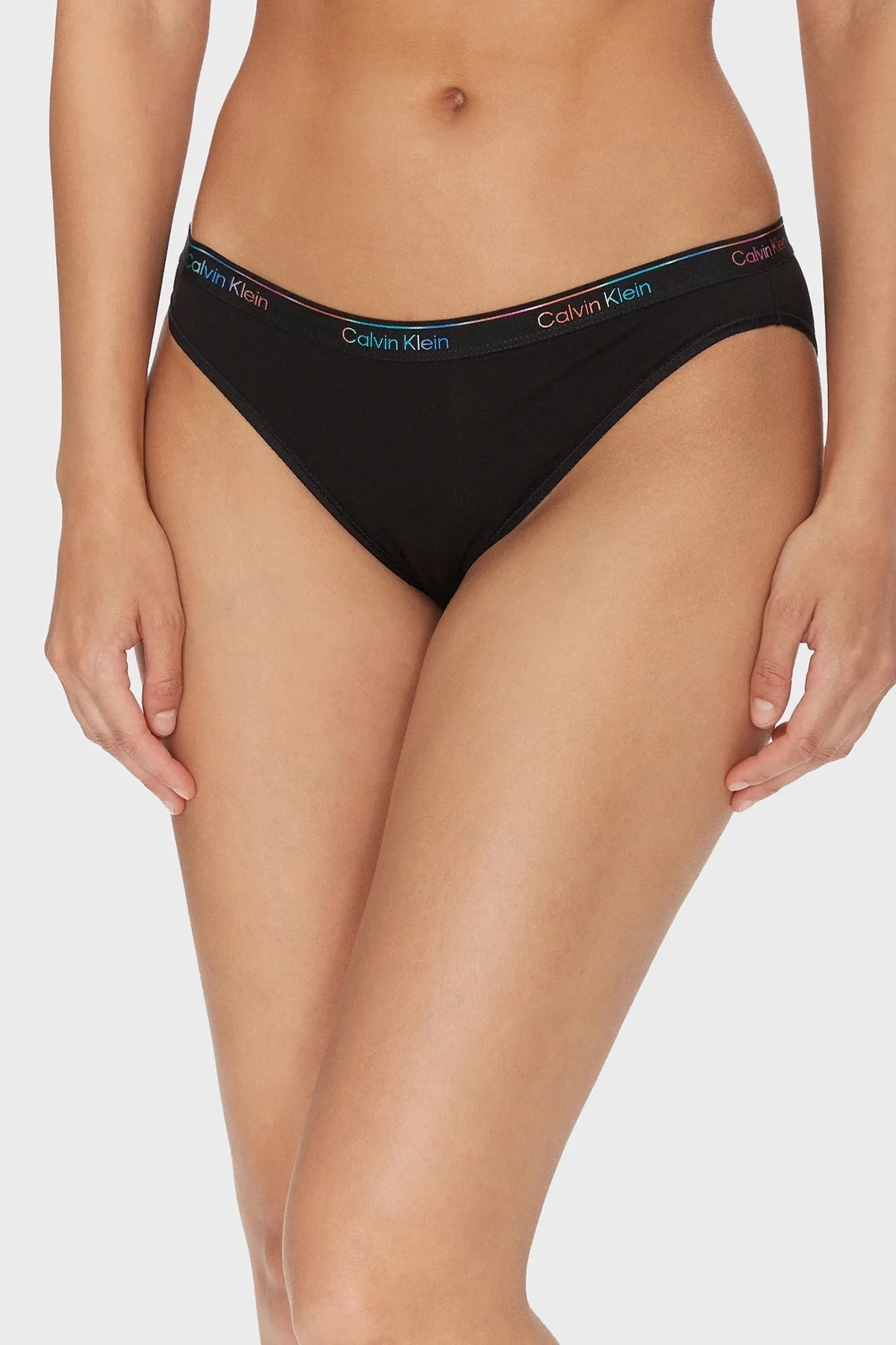 Calvin Klein Pamuklu Logolu 5 Pack LV00QD5323WBT Bayan Külot LV00QD5323 WBT SİYAH-BEYAZ-GRİ - 9