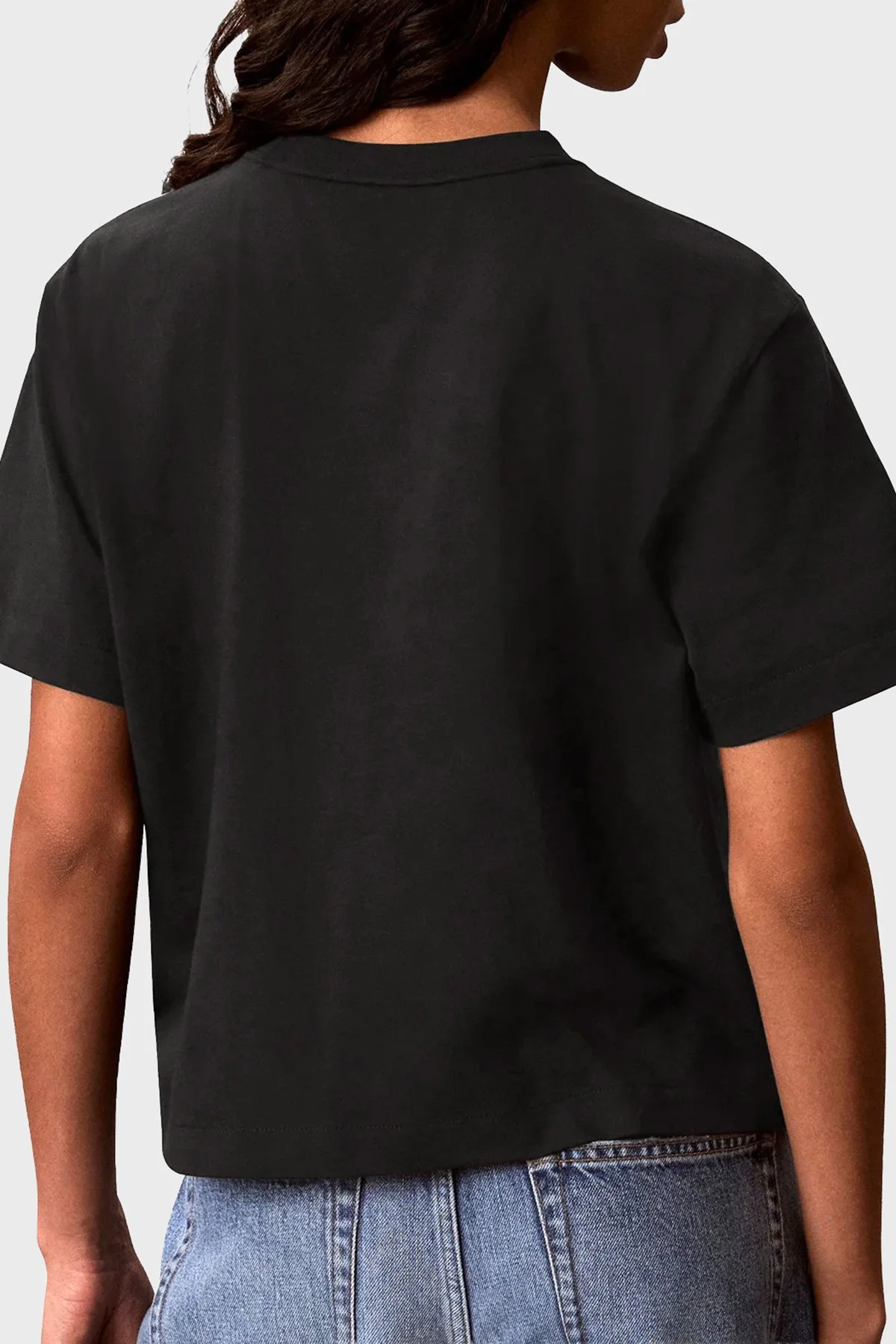 Calvin Klein Pamuklu Logolu Bisiklet Yaka LV047G826GUB1 Kadın T Shirt LV047G826G UB1 Siyah - 2