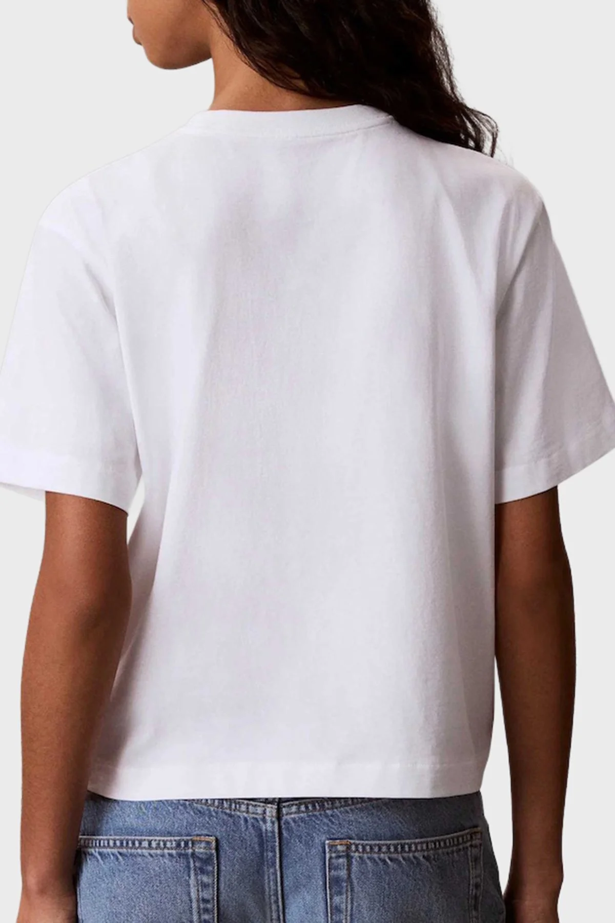 Calvin Klein Pamuklu Logolu Bisiklet Yaka LV047G826GYAF Kadın T Shirt LV047G826G YAF BEYAZ - 2