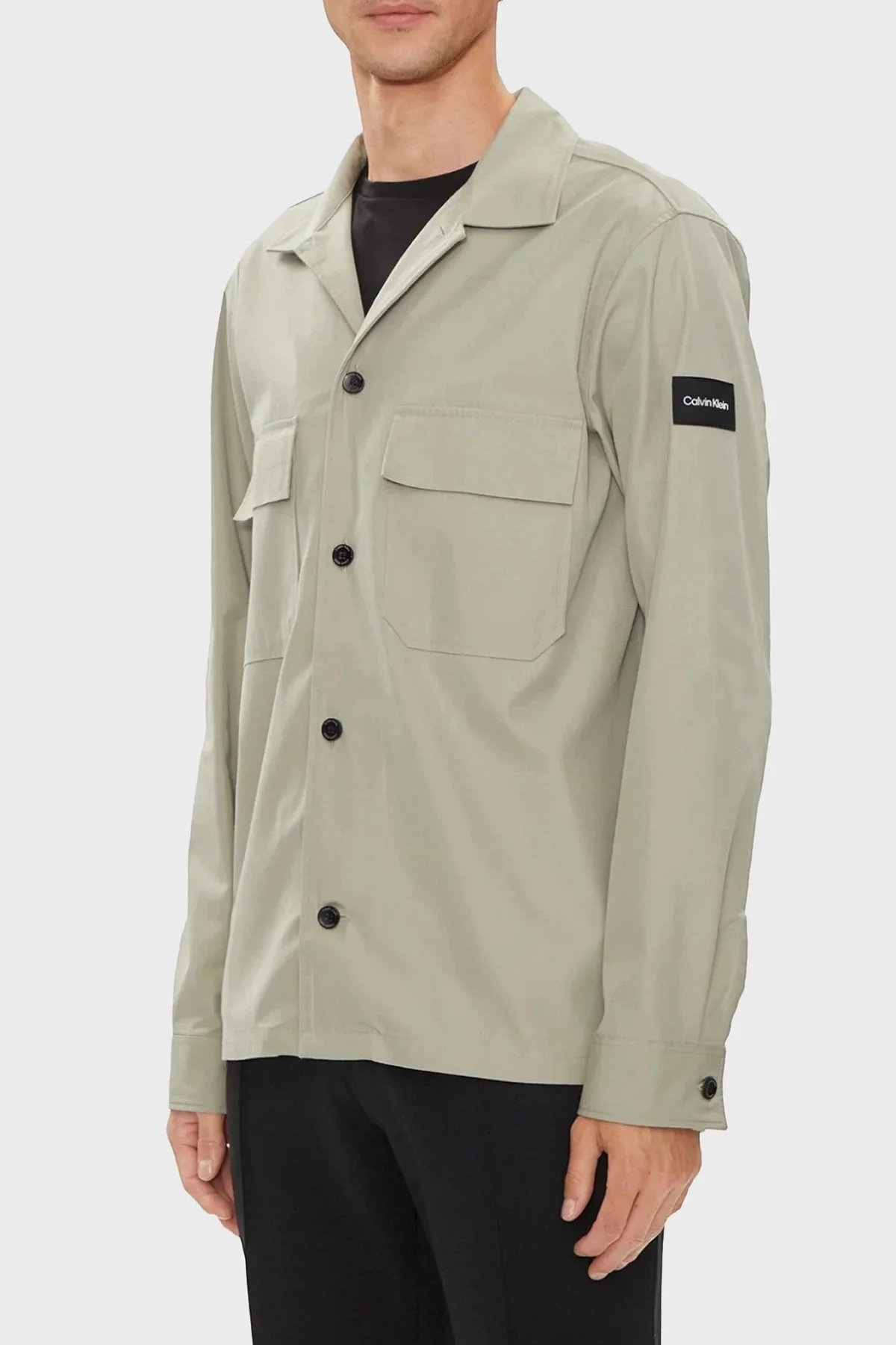 Calvin Klein Pamuklu Logolu Çift Cepli K10K109920PC7 Erkek Gömlek K10K109920 PC7 HAKİ - 1