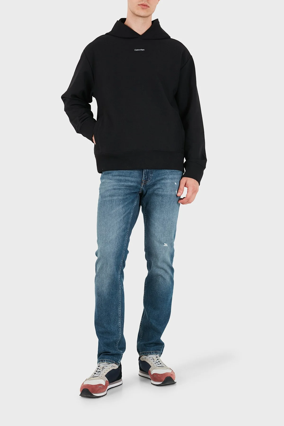 Calvin Klein Pamuklu Logolu Kapüşonlu Yaka LV04RG258GUB1 Erkek Sweat LV04RG258G UB1 Siyah - 2