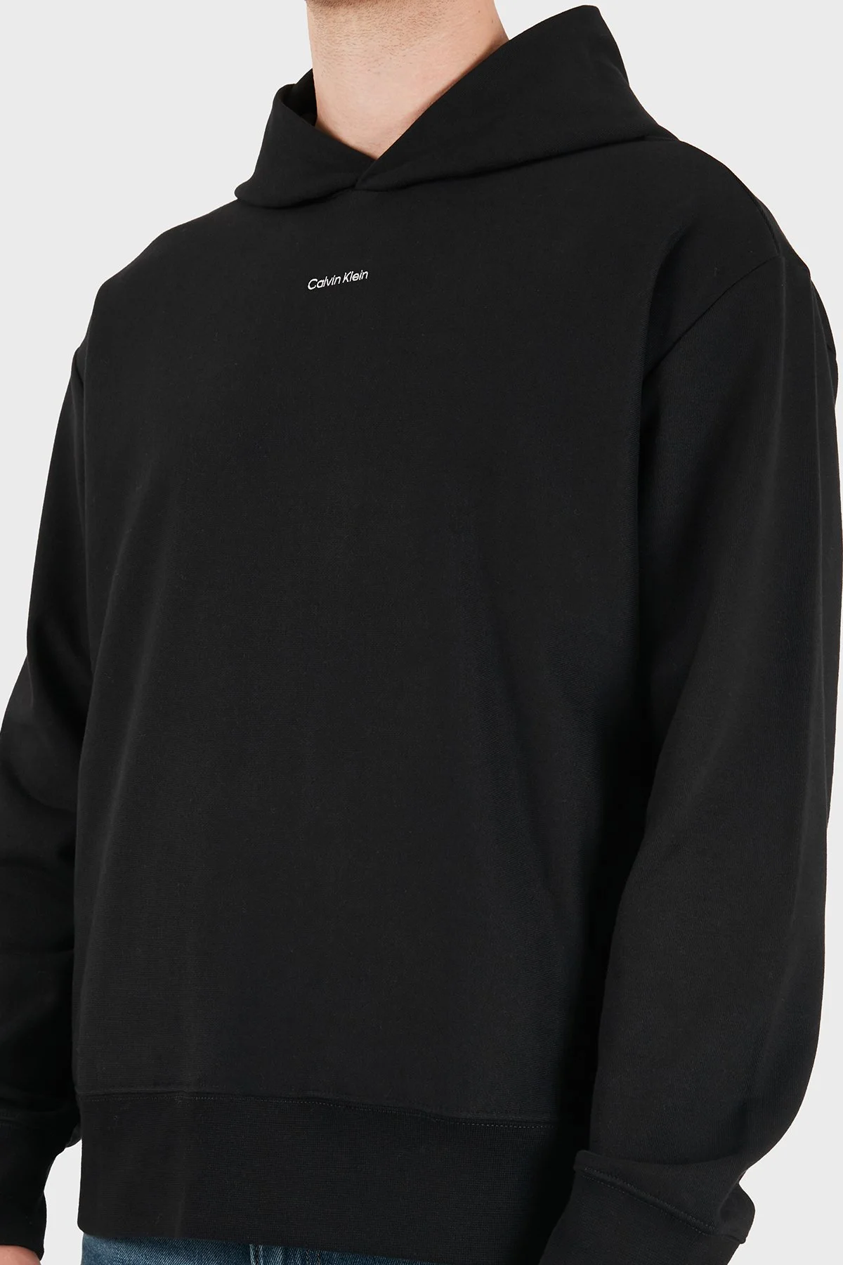 Calvin Klein Pamuklu Logolu Kapüşonlu Yaka LV04RG258GUB1 Erkek Sweat LV04RG258G UB1 Siyah - 4