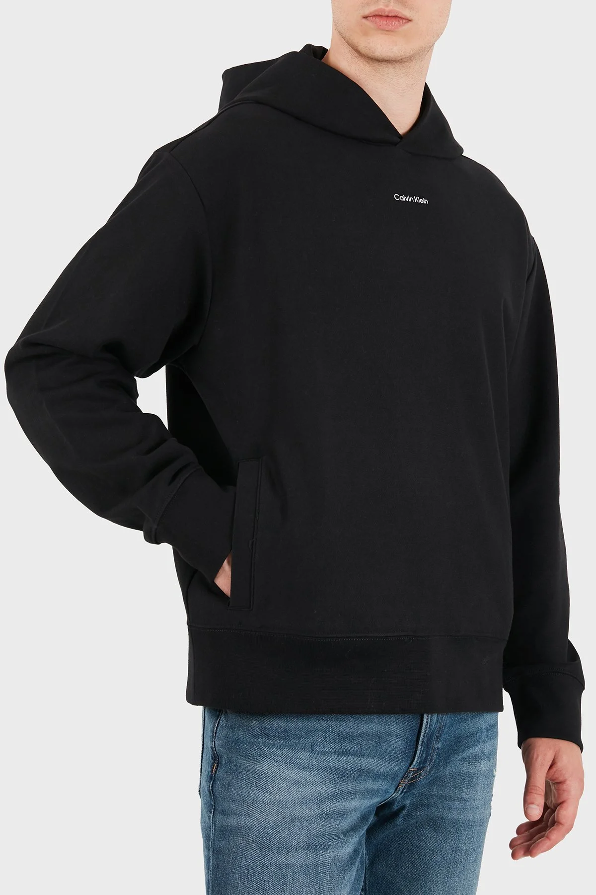 Calvin Klein Pamuklu Logolu Kapüşonlu Yaka LV04RG258GUB1 Erkek Sweat LV04RG258G UB1 Siyah - 5