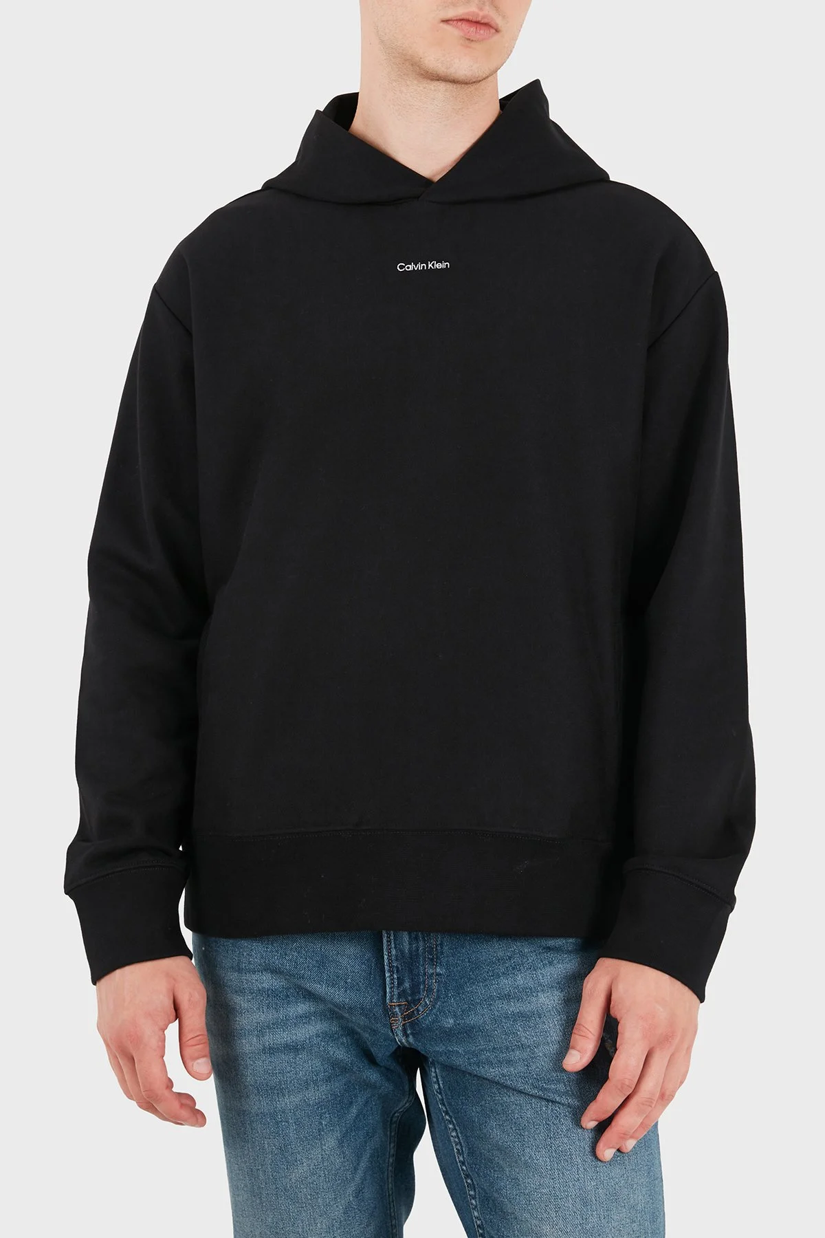 Calvin Klein Pamuklu Logolu Kapüşonlu Yaka LV04RG258GUB1 Erkek Sweat LV04RG258G UB1 Siyah - 6