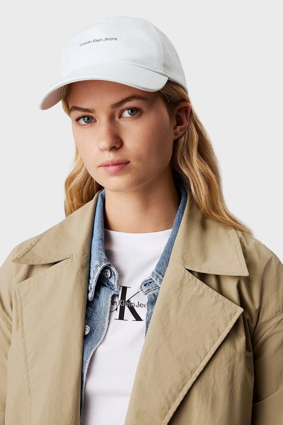 Calvin Klein Pamuklu Logolu LV04K5027GYAA Bayan Şapka LV04K5027G YAA BEYAZ - 2