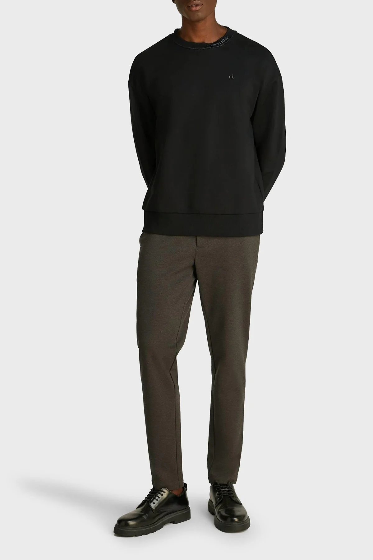 Calvin Klein Pamuklu Logolu Regular Fit Bisiklet Yaka K10K114092BEH Erkek Sweat K10K114092 BEH SİYAH - 3