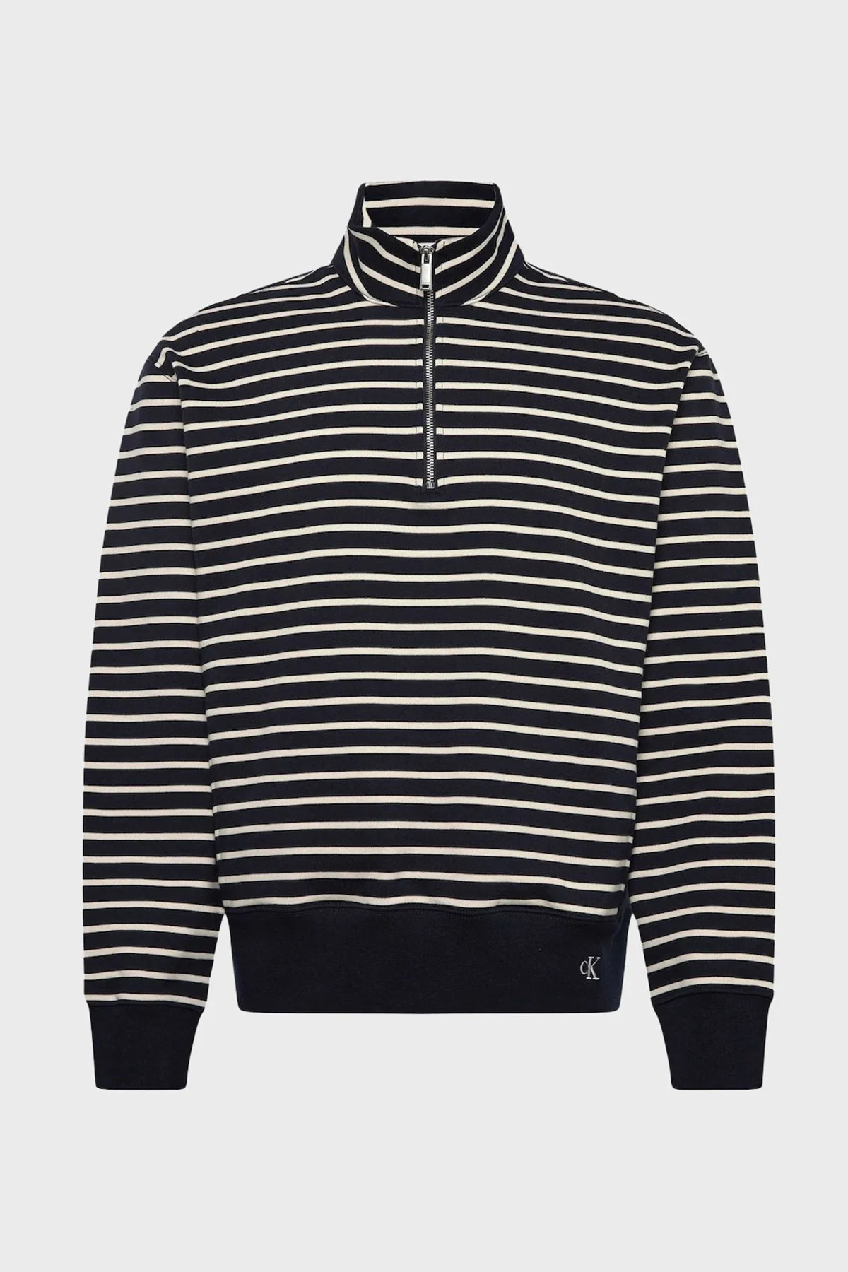 Calvin Klein Pamuklu Logolu Relaxed Fit Fermuarlı Dik Yaka LV04RG261GCEF Erkek Sweat LV04RG261G CEF Lacivert - 1