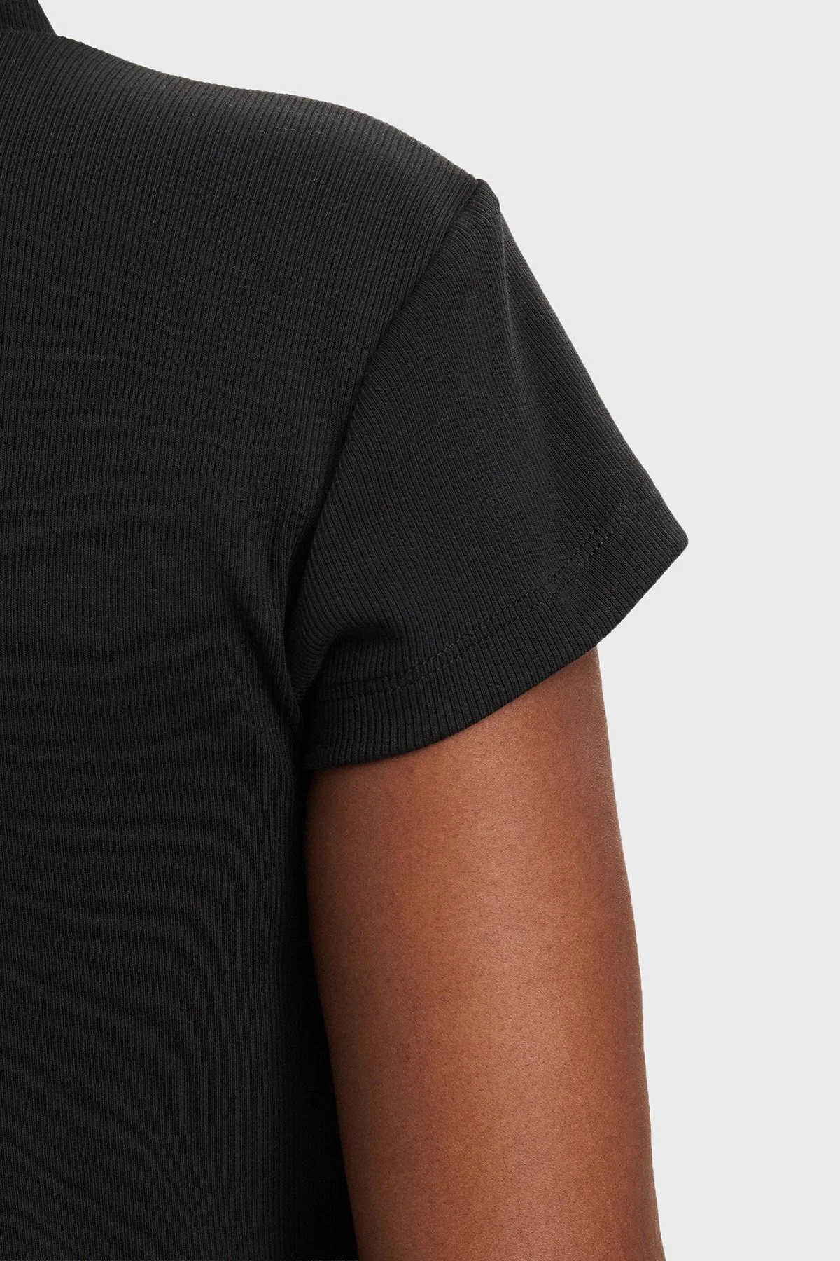 Calvin Klein Pamuklu Logolu Slim Fit Fermuarlı Dik Yaka LV047G240GUB1 Kadın Top LV047G240G UB1 SİYAH - 5