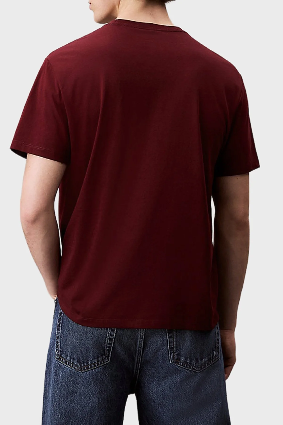 Calvin Klein Pamuklu Loose Fit Bisiklet Yaka Logolu LV04RB862GVLP Erkek T Shirt LV04RB862G VLP KIRMIZI - 3