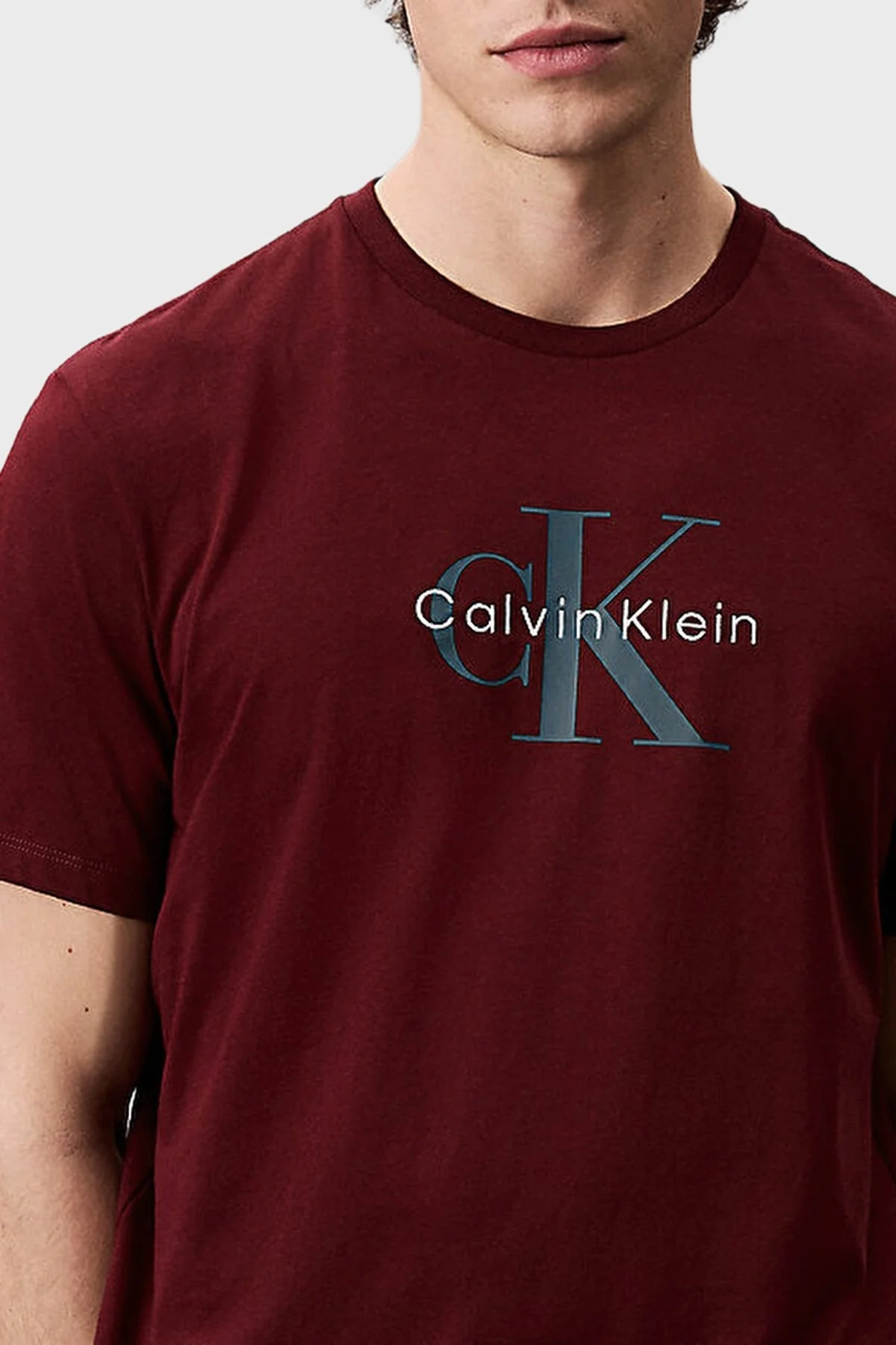 Calvin Klein Pamuklu Loose Fit Bisiklet Yaka Logolu LV04RB862GVLP Erkek T Shirt LV04RB862G VLP KIRMIZI - 6