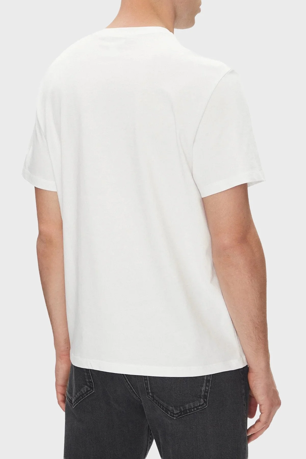 Calvin Klein Pamuklu Loose Fit Bisiklet Yaka Logolu LV04RB862GYAA Erkek T Shirt LV04RB862G YAA BEYAZ - 3